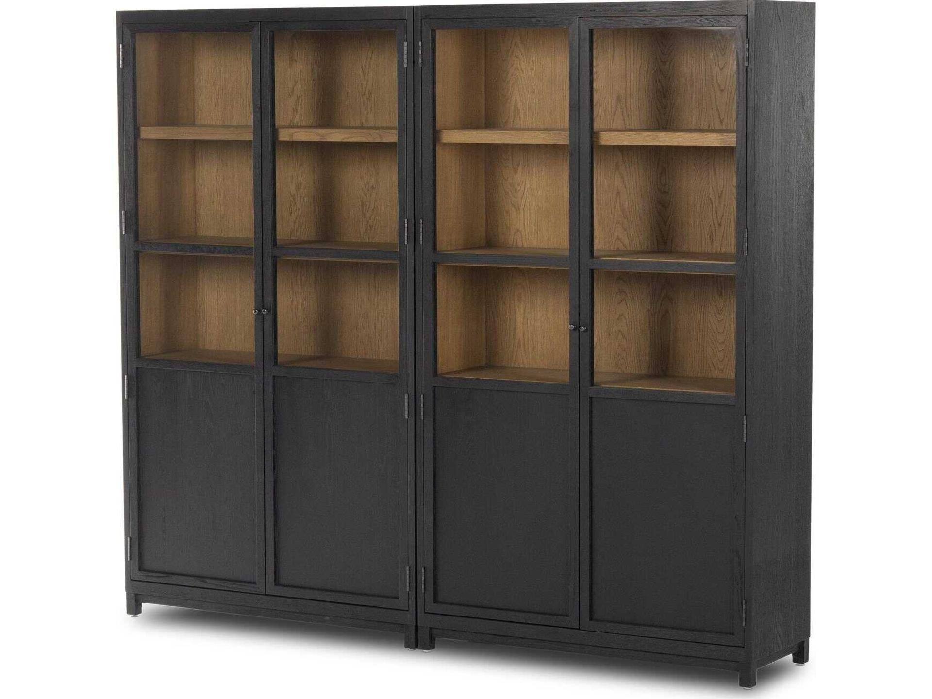 Irondale Millie Oak Wood Drifted Matte Black Display Cabinet