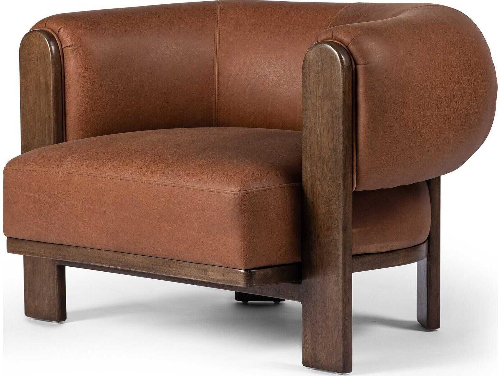 Westgate Ira Brown Leather Accent Chair Club