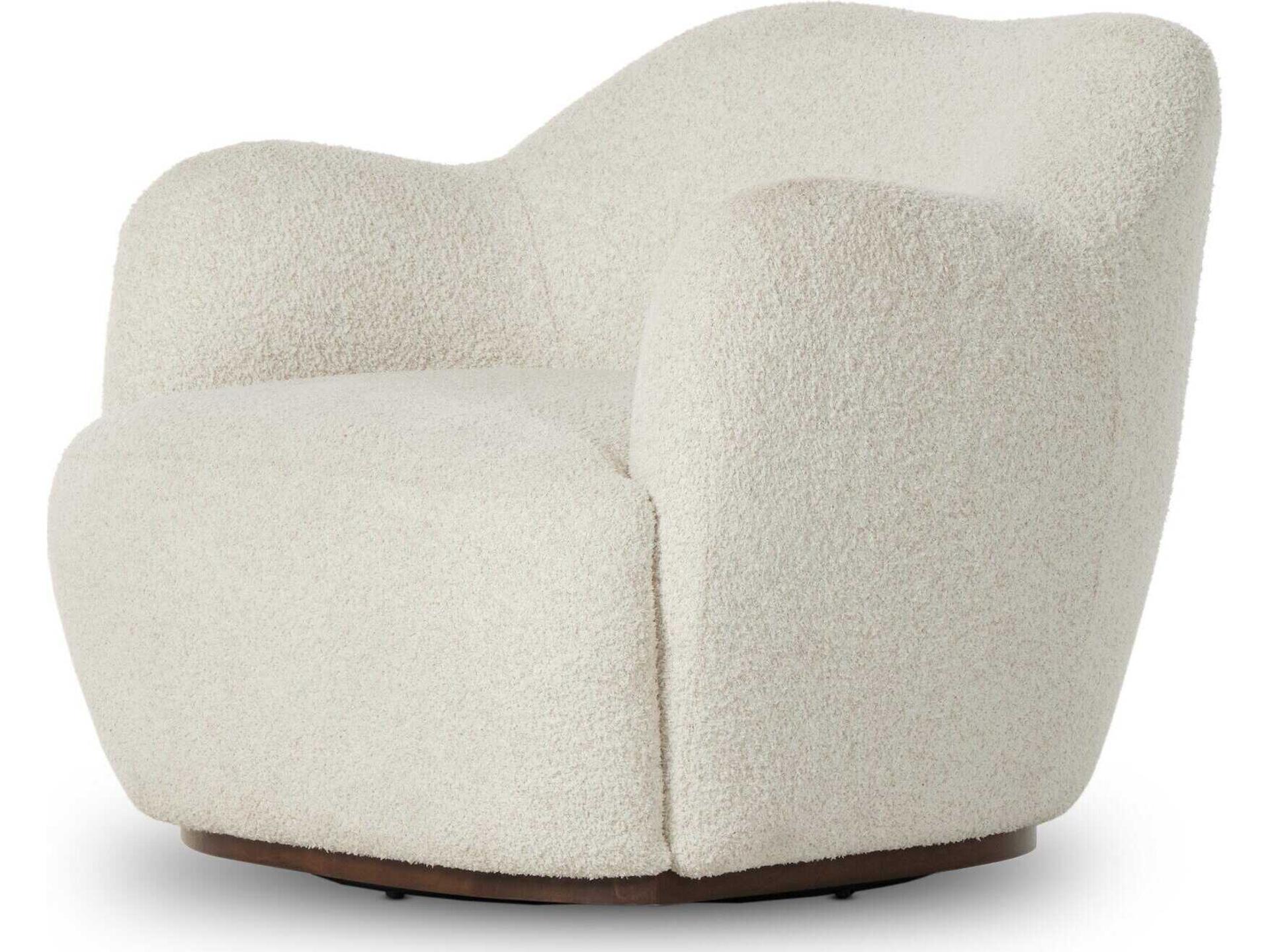 Westgate Julius Swivel White Fabric Accent Chair