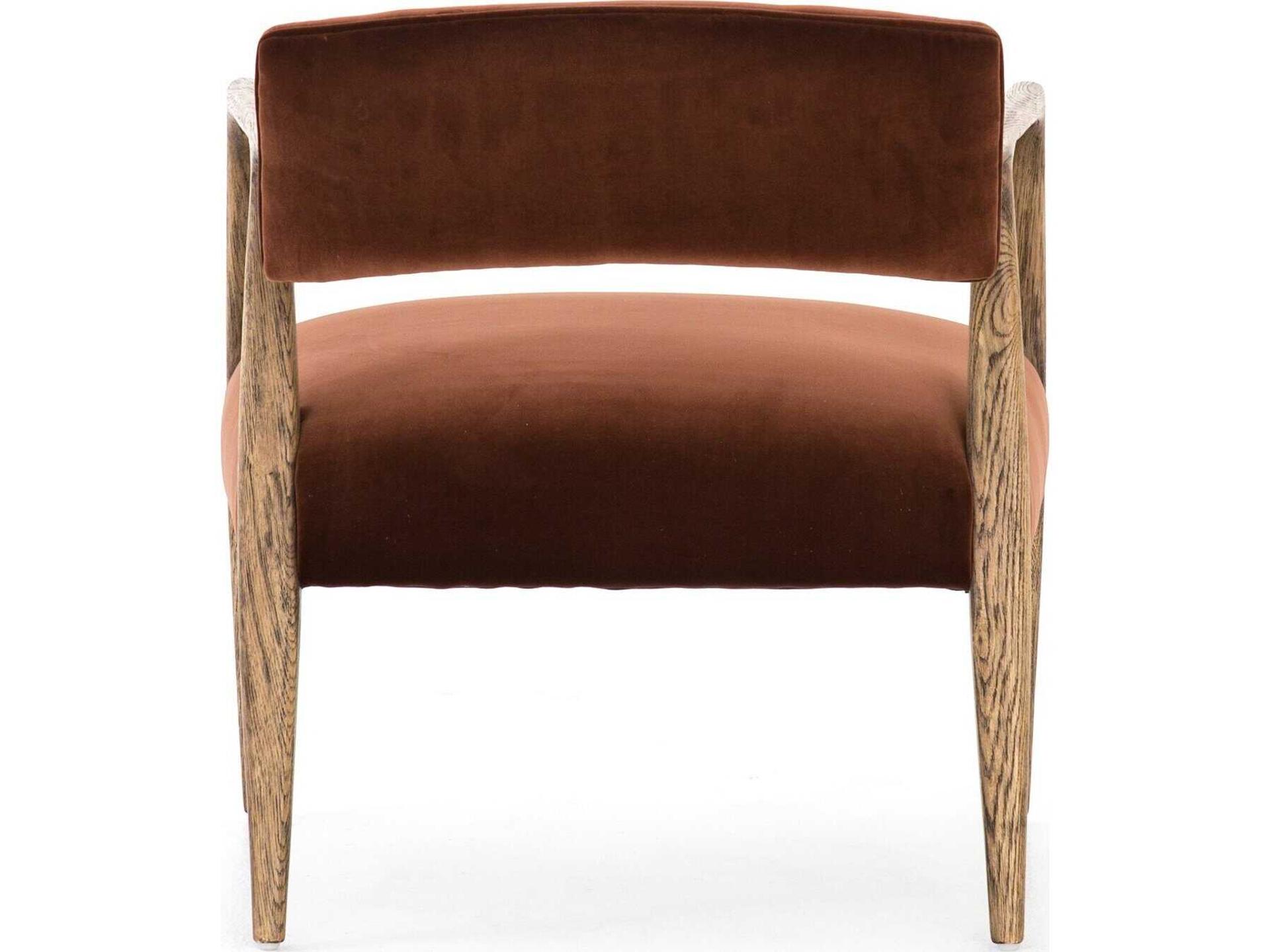 Four Hands Abbott Tyler Solid Wood Brown Upholstered Arm Dining Chair