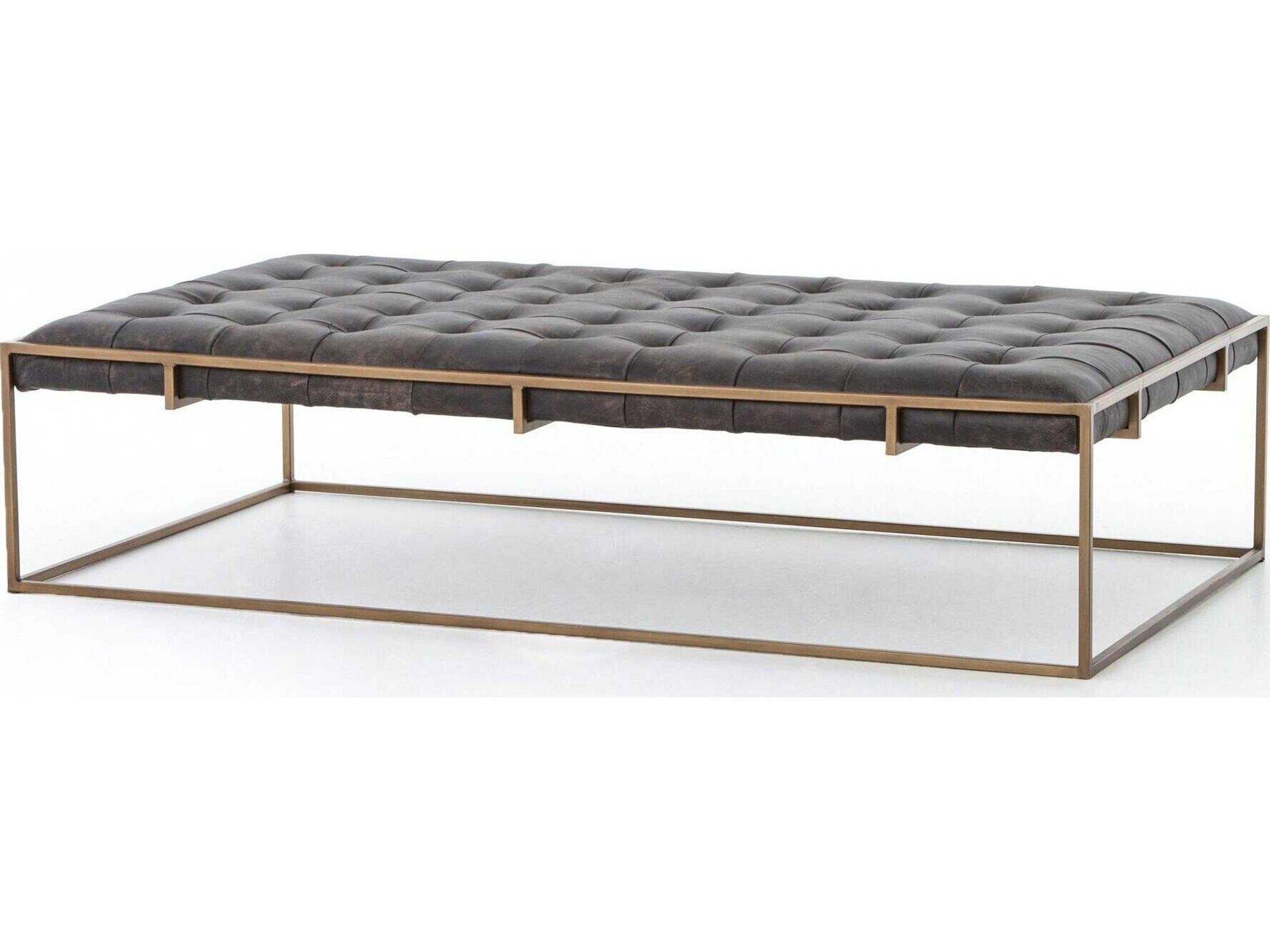 Irondale Oxford Rectangle Coffee Table in Rialto Ebony and Antique Brass