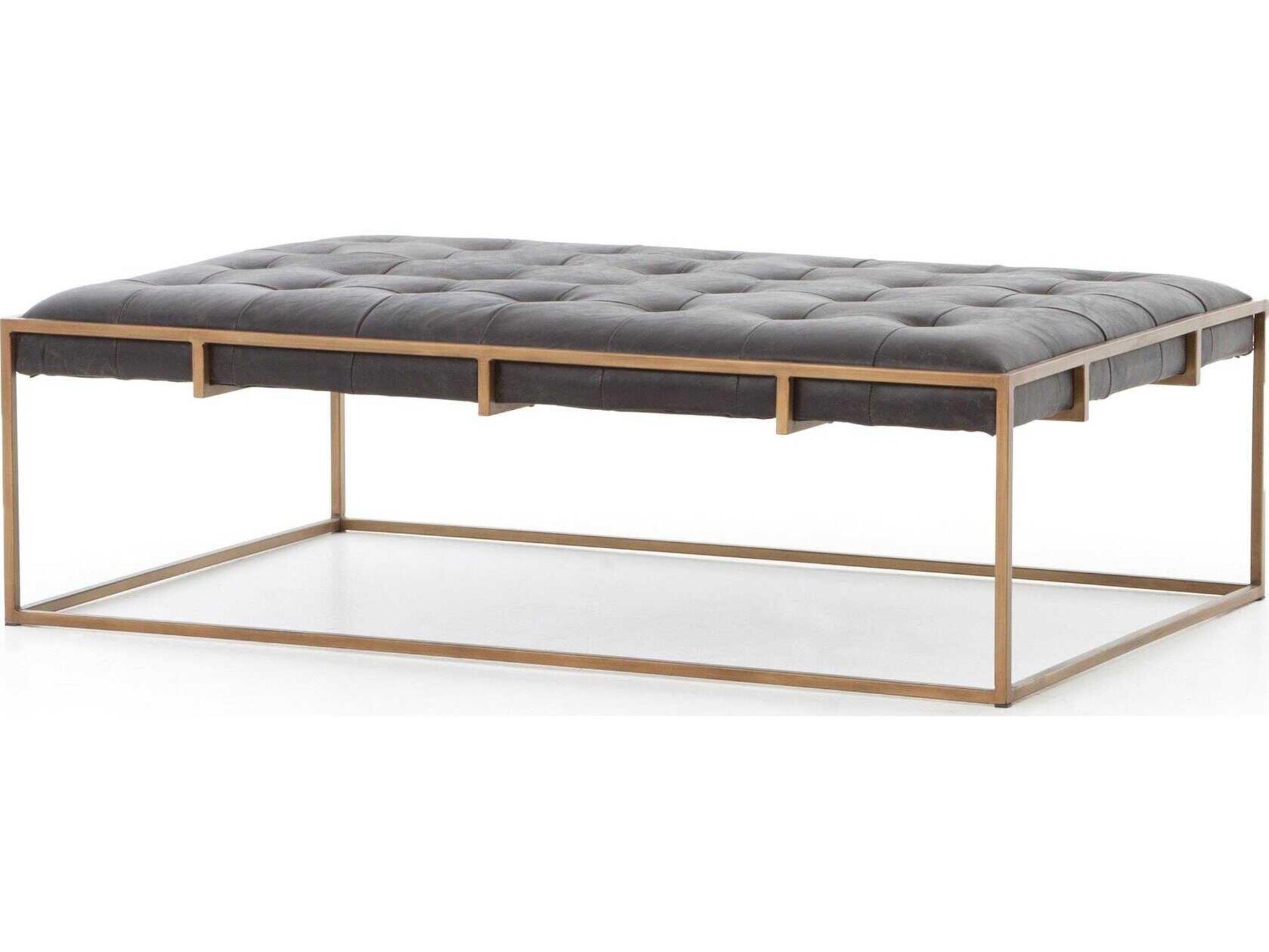 Irondale Oxford Rectangle Coffee Table in Rialto Ebony and Antique Brass