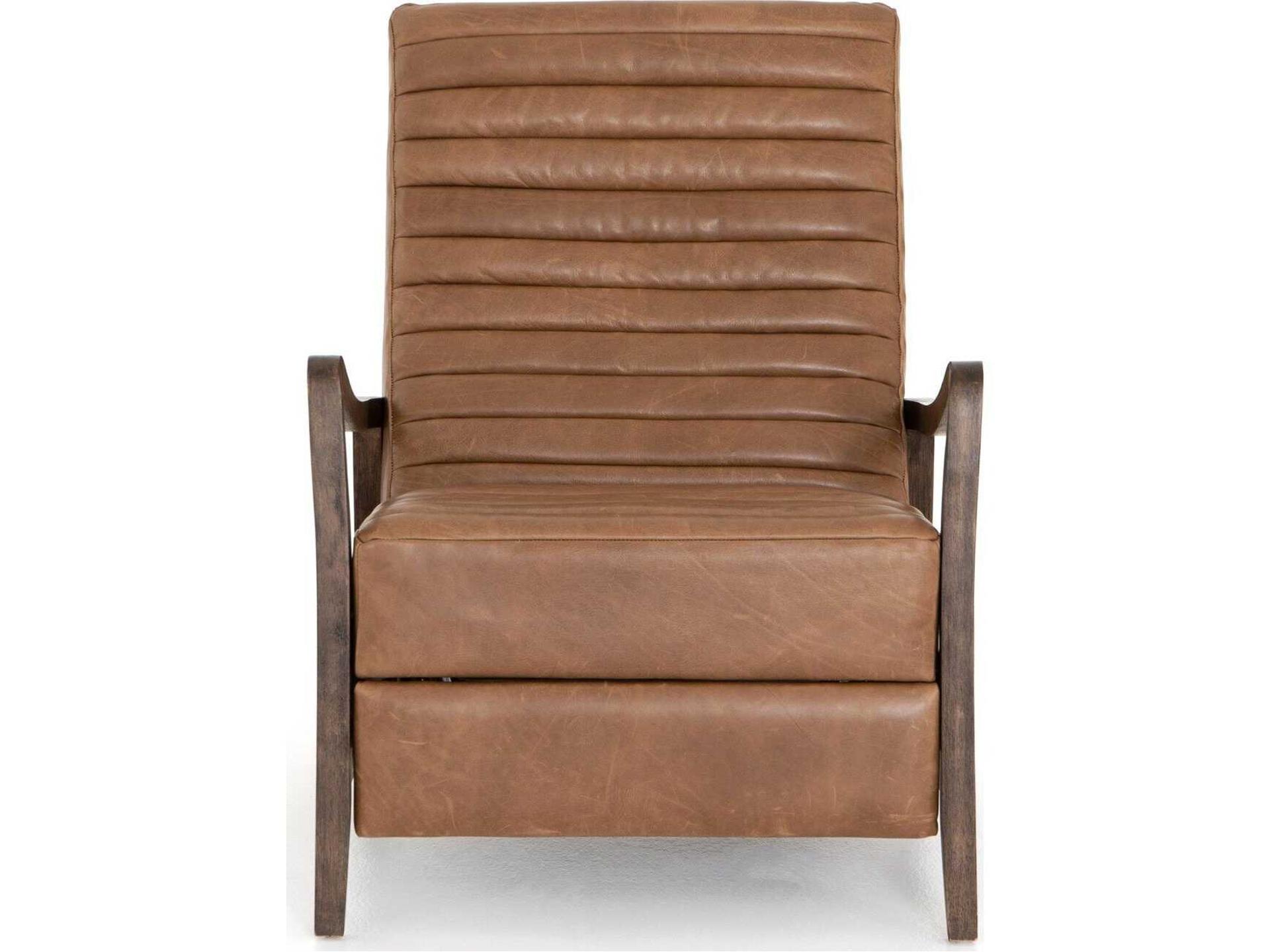 Luxecor Globetrotter Chance Dakota Warm Taupe Rubbed Sienna Brown Leather Recliner