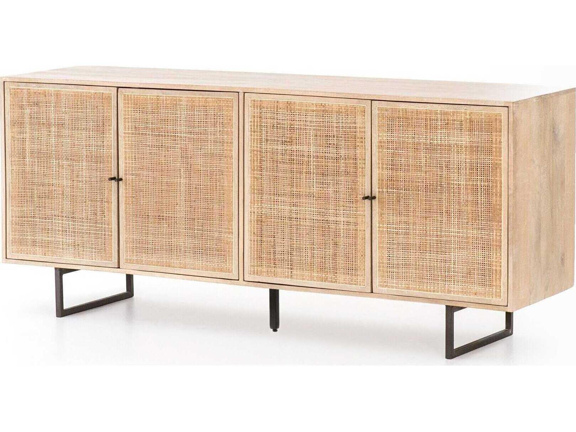 Prescott Carmel 72" Mango Wood Natural Cane Gunmetal Sideboard