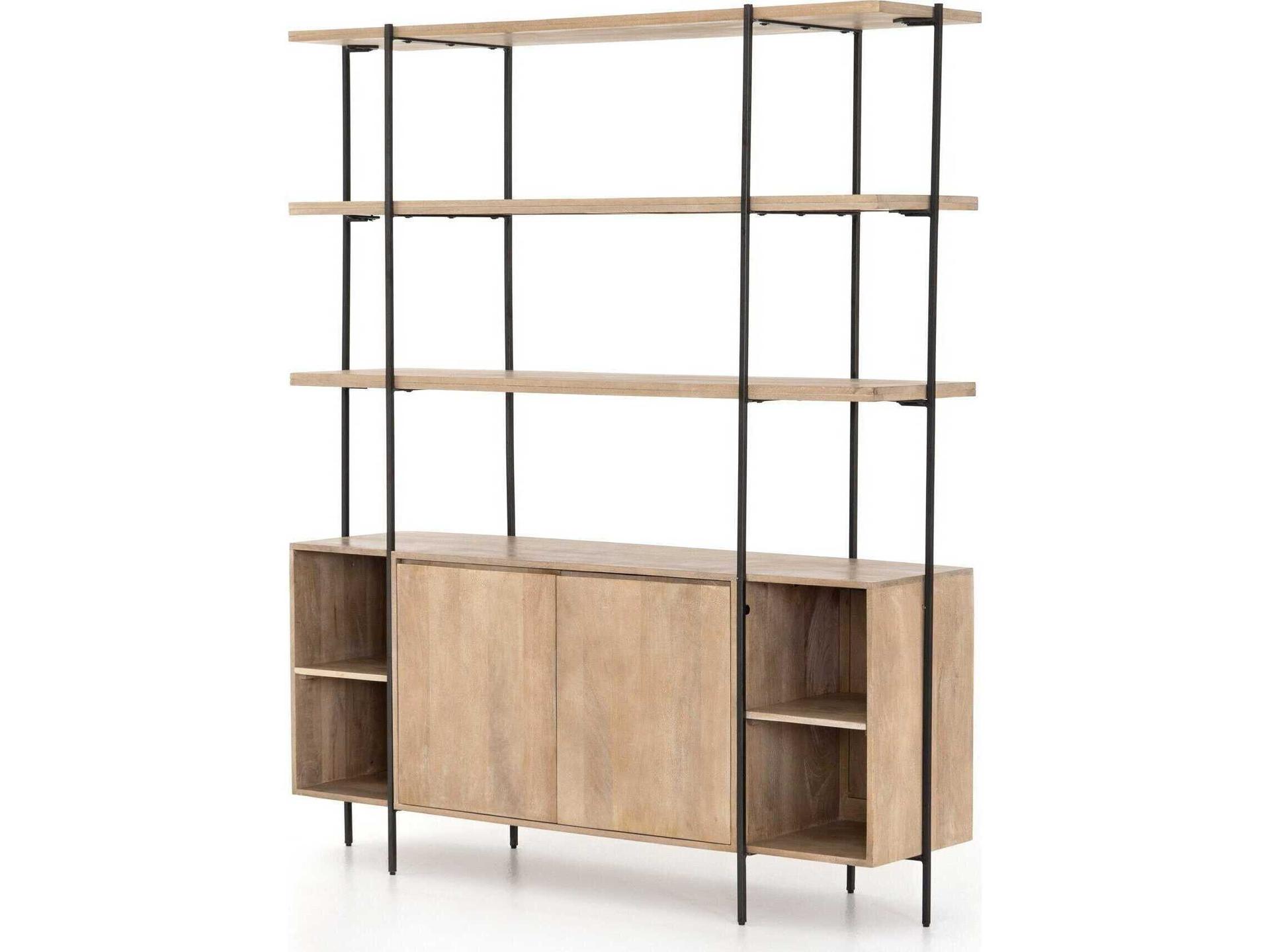 Prescott Elena 65" Mango Wood Natural Satin Black Sideboard