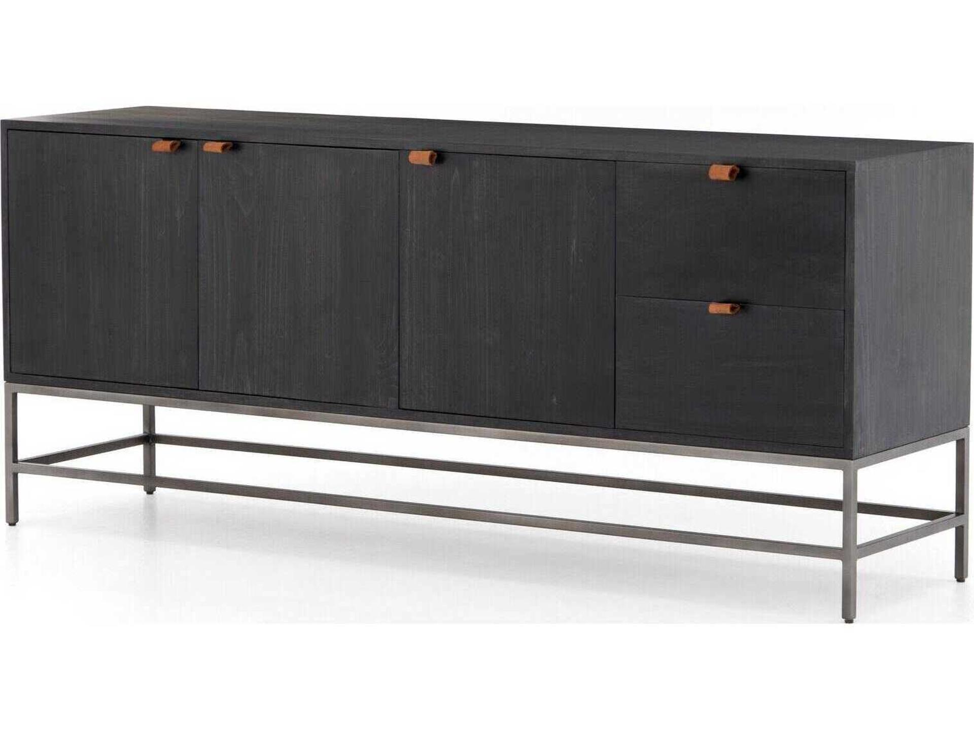 Trey Sideboard Black Wash Poplar Mid-Century Modern