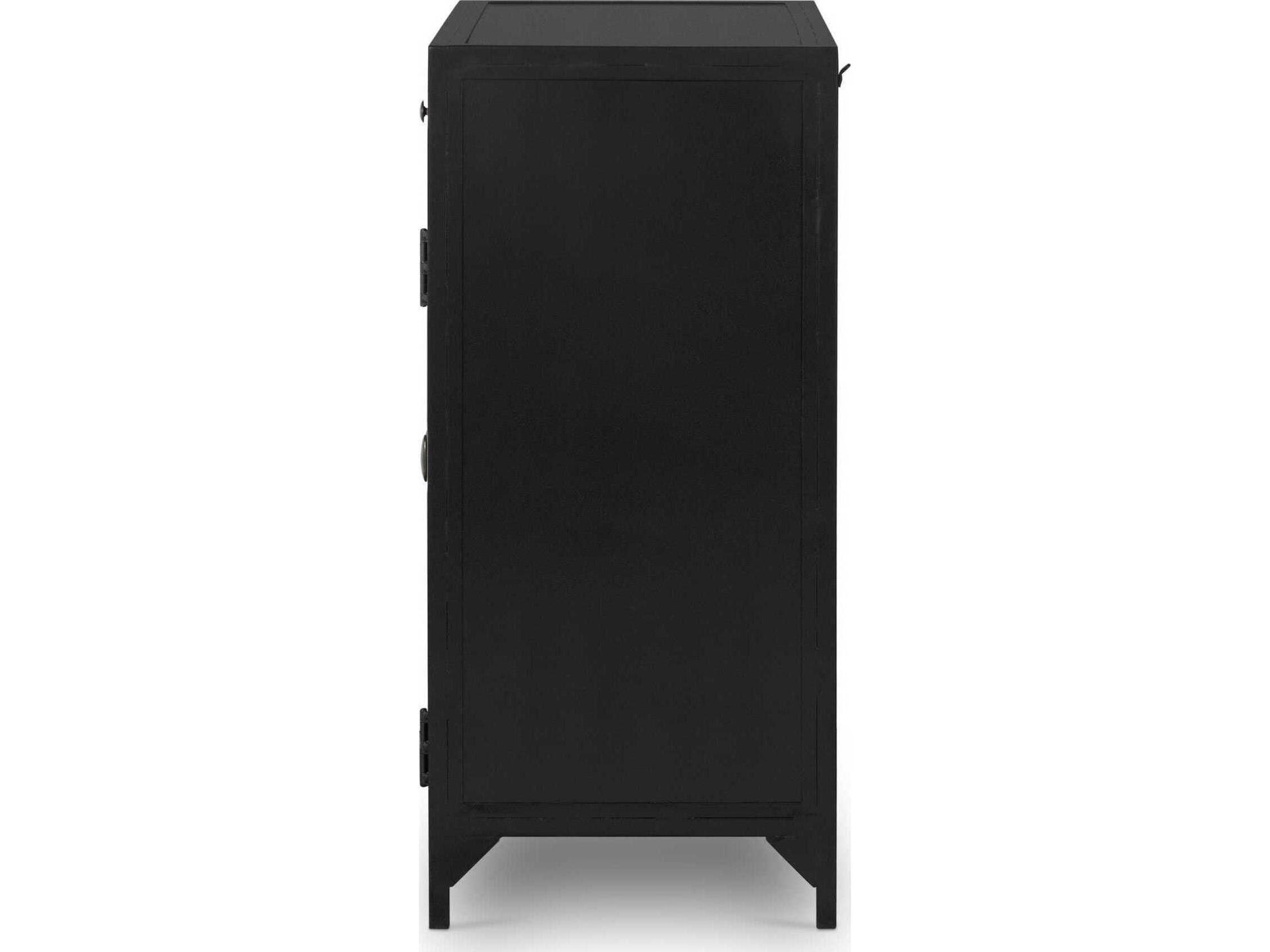 Four Hands Belmont Shadow Box 35" Black Tempered Glass Sideboard