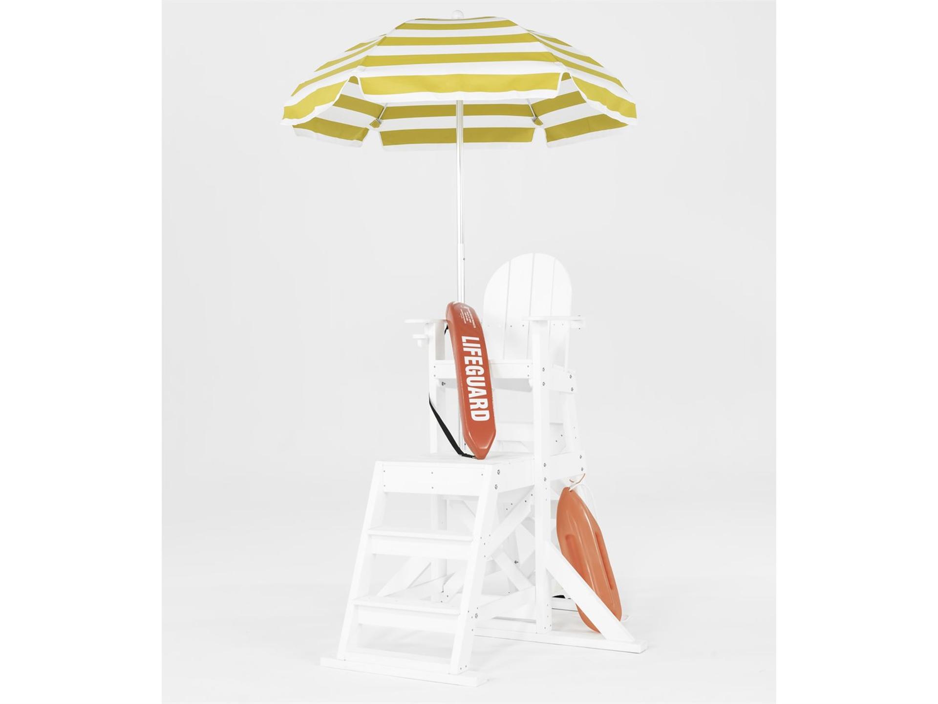 Frankford Outdoor Umbrellas Lifeguard Silver Anodized Centerpole Outdoor Umbrella - Fiberglass Ribs - Striped Fabric