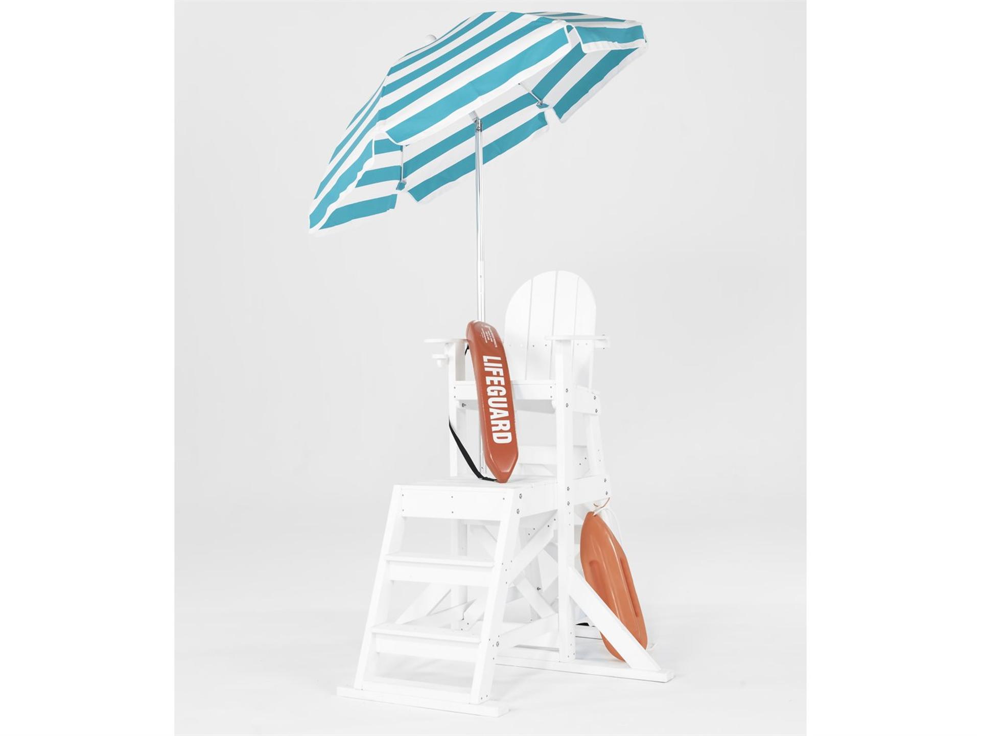 Frankford Outdoor Umbrellas Lifeguard Hexagon Push Button Tilt Outdoor Umbrella - Fiberglass Ribs - Striped Fabric