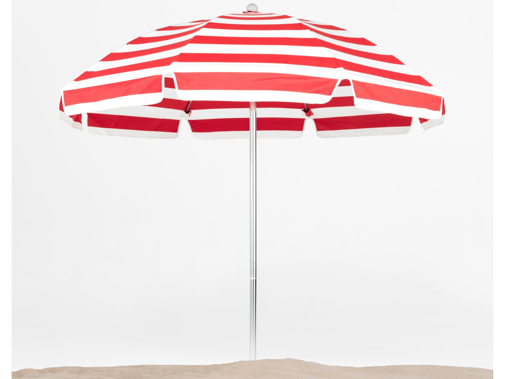 Frankford Avalon Fiberglass Beach 7.5 Foot Octagon Manual Lift Outdoor Umbrella - Special Order Striped Fabric