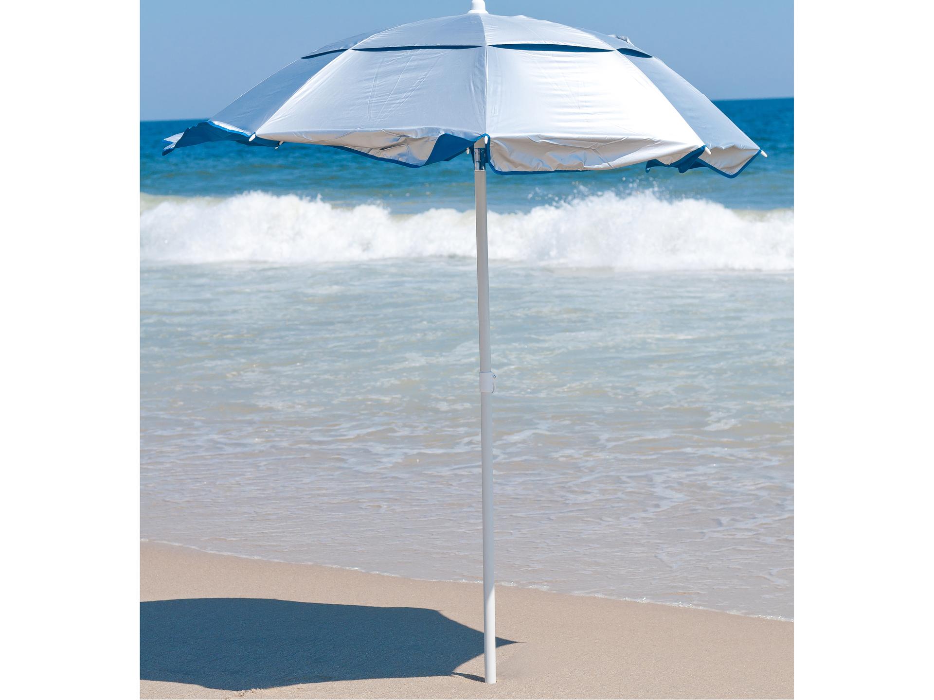 6-Foot Hexagon Solar Reflective Manual Tilt Outdoor Umbrella White