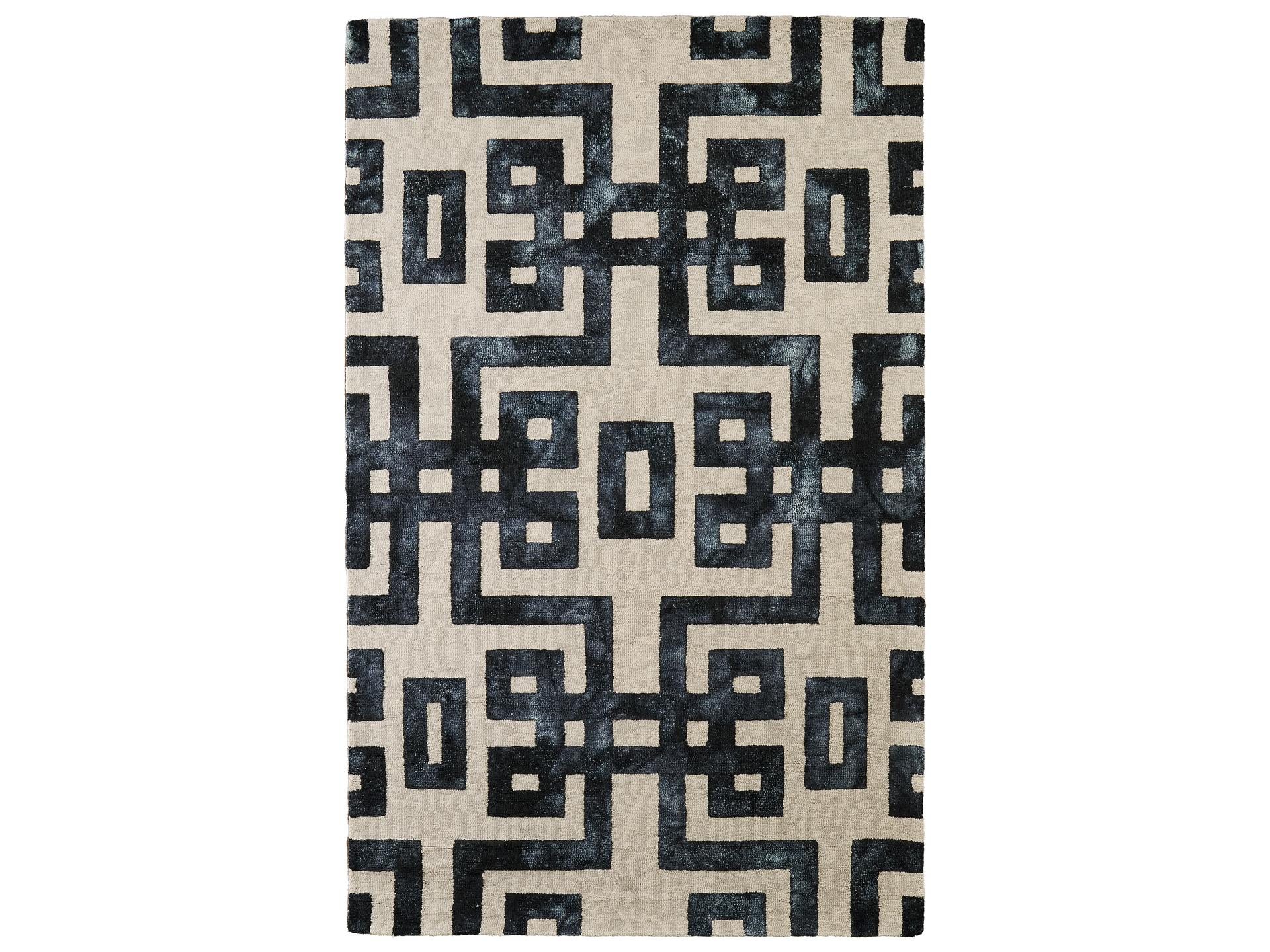 Feizy Lorrain Collection Mid-Century Modern Geometric Area Rug in Noir