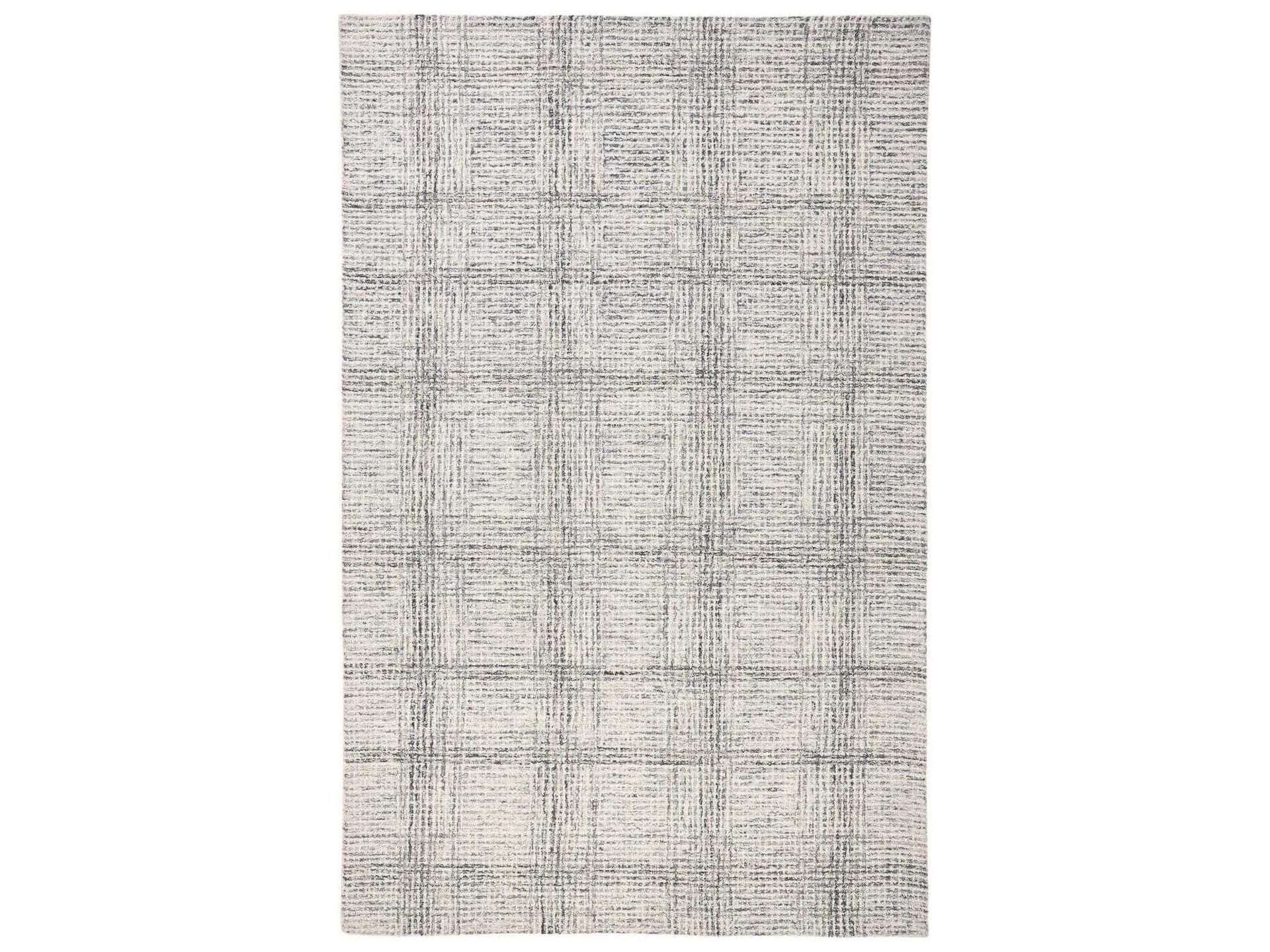 Belfort Hand-Tufted Wool Area Rug in Ivory Gray Tan Geometric Pattern