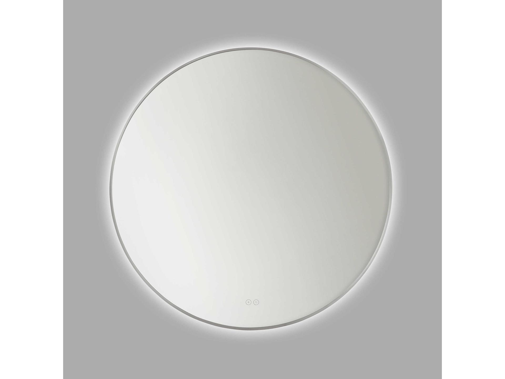 Cadre 36 Inch Round Backlit Wall Mirror in Brushed Nickel