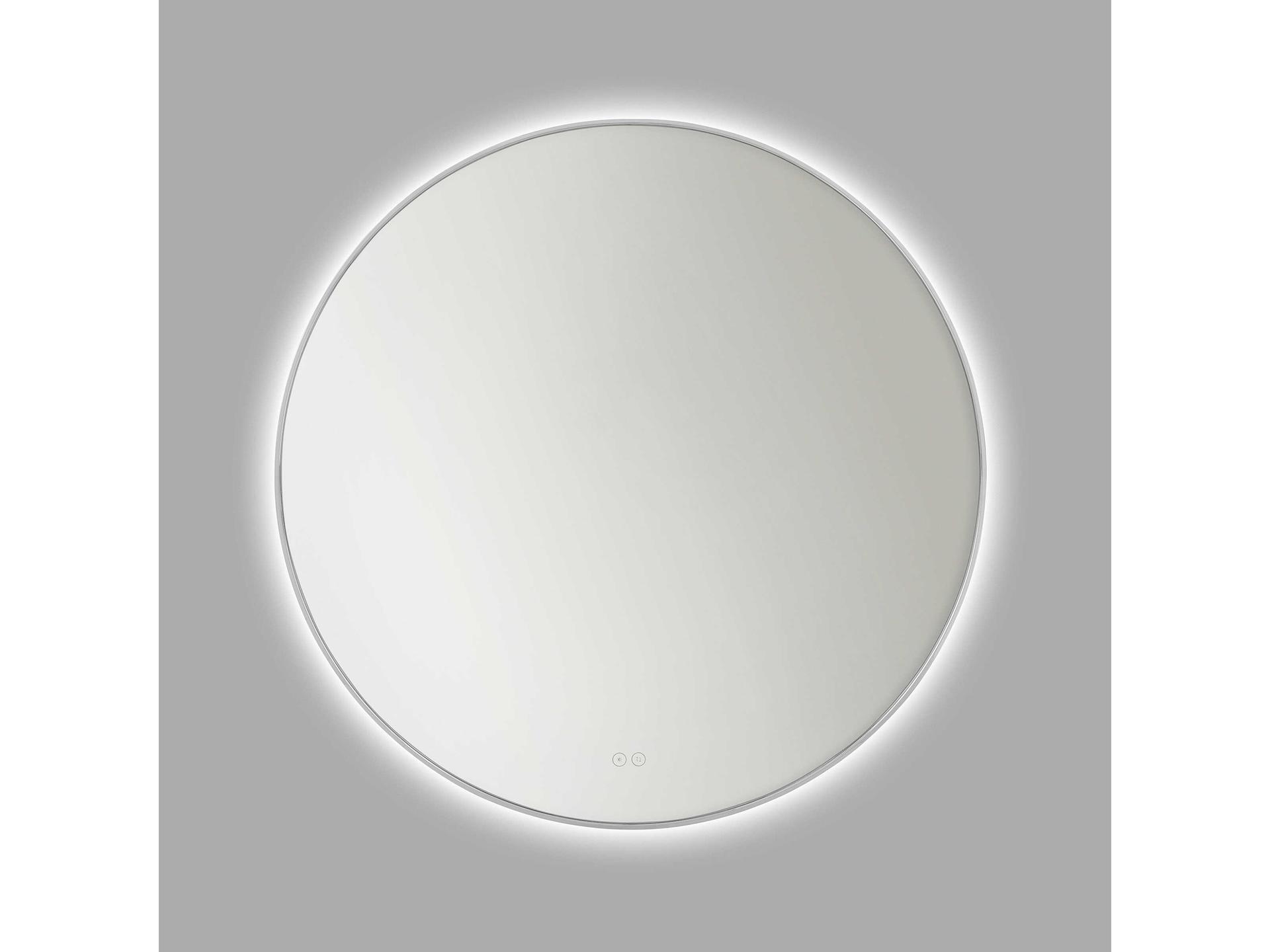 Cadre 36-Inch Round LED Backlit Mirror in Chrome