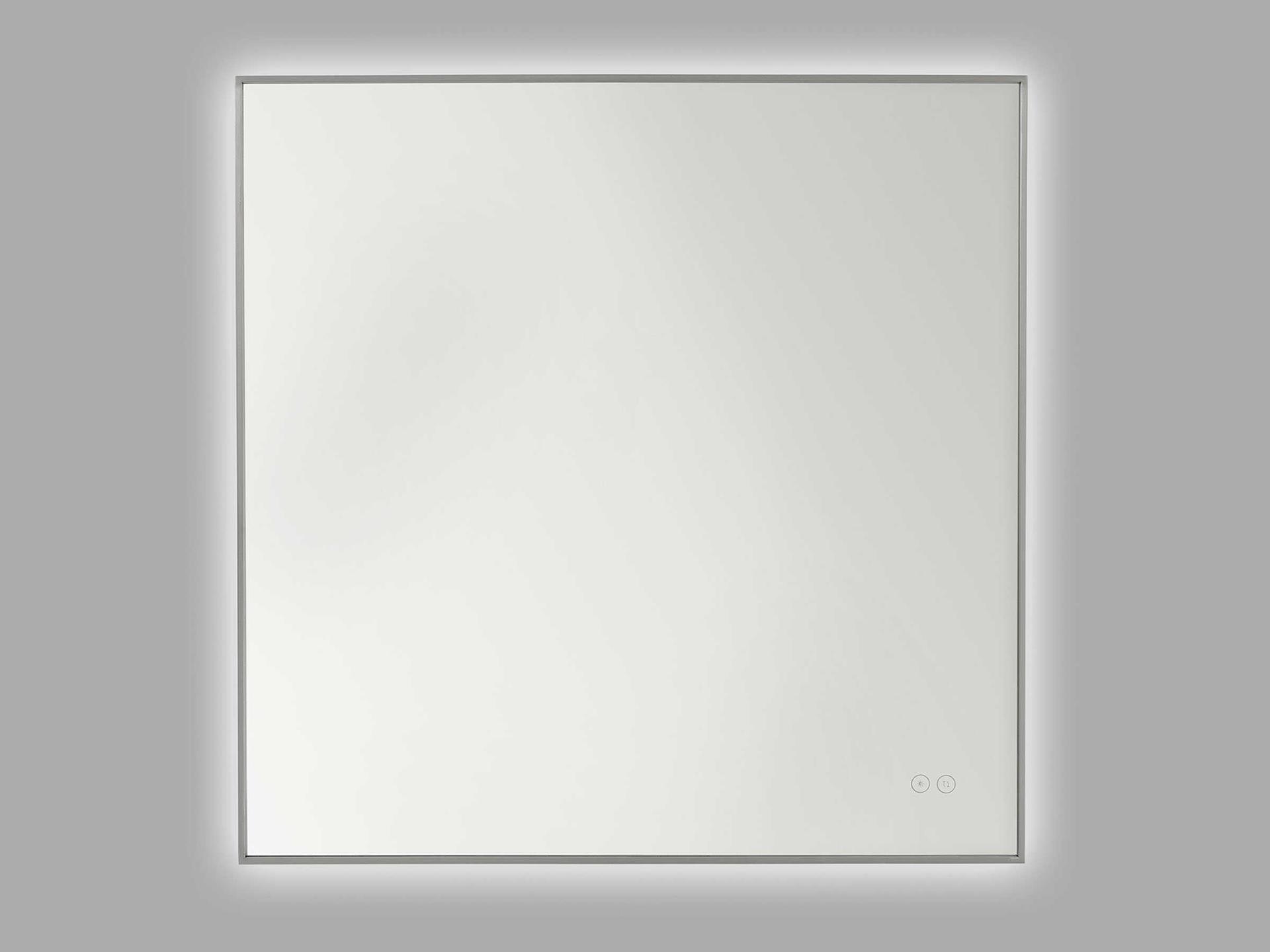 Cadre Square Backlit LED Mirror in Brushed Nickel