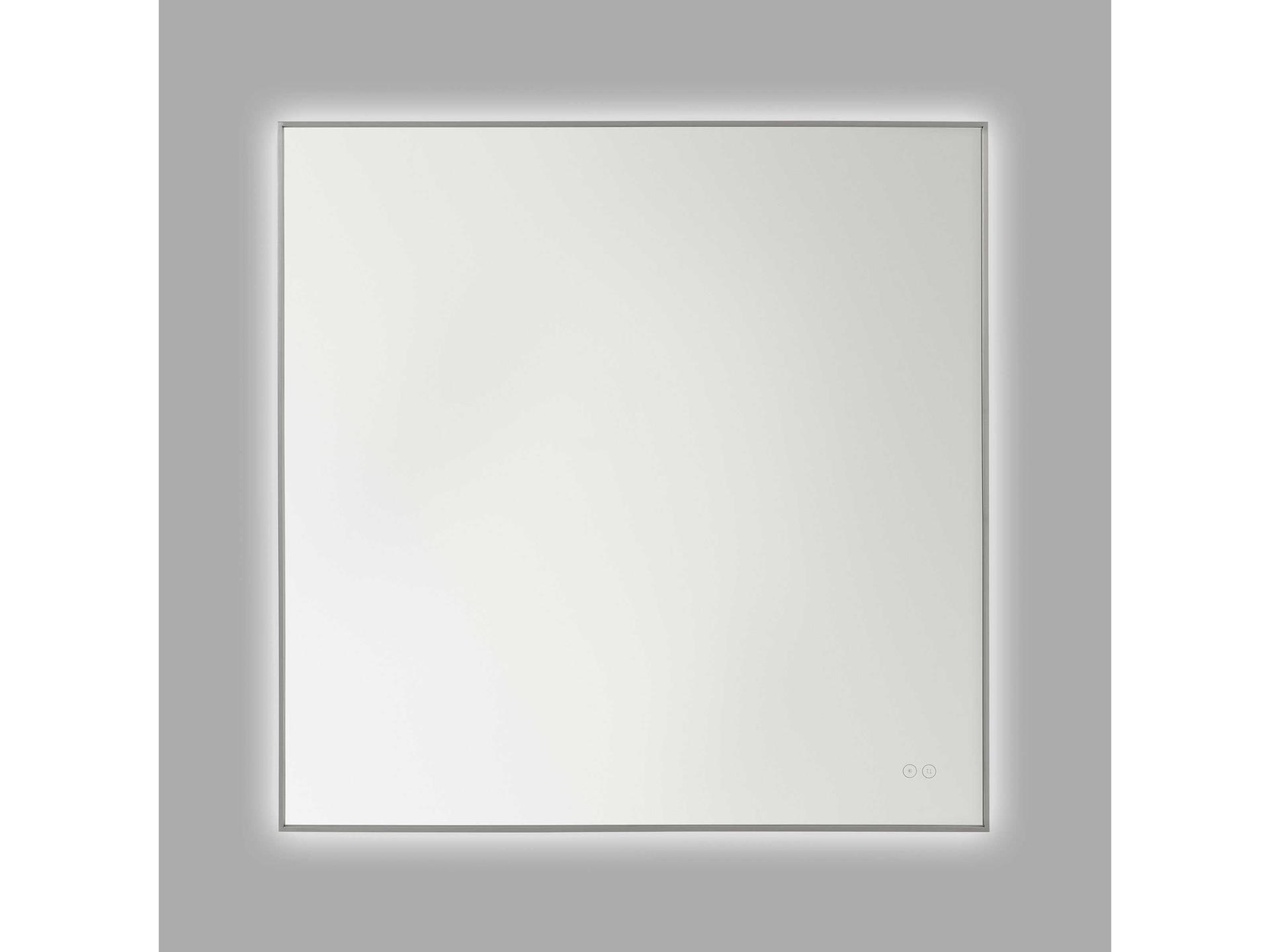 Cadre 36-Inch Square LED Wall Mirror in Brushed Nickel