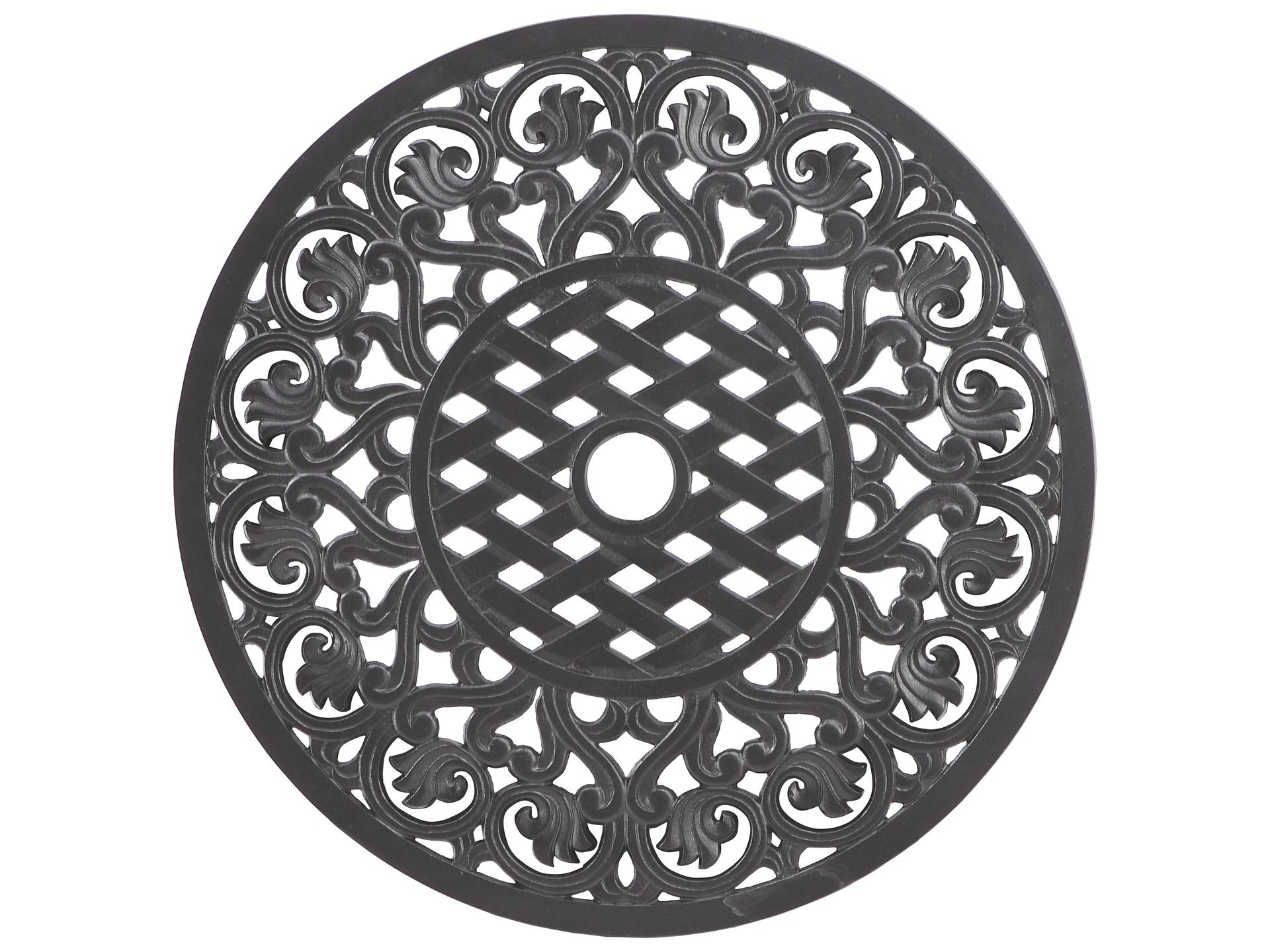 Michigan 23-Inch Round Cast Aluminum Lazy Susan with Umbrella Hole in Black