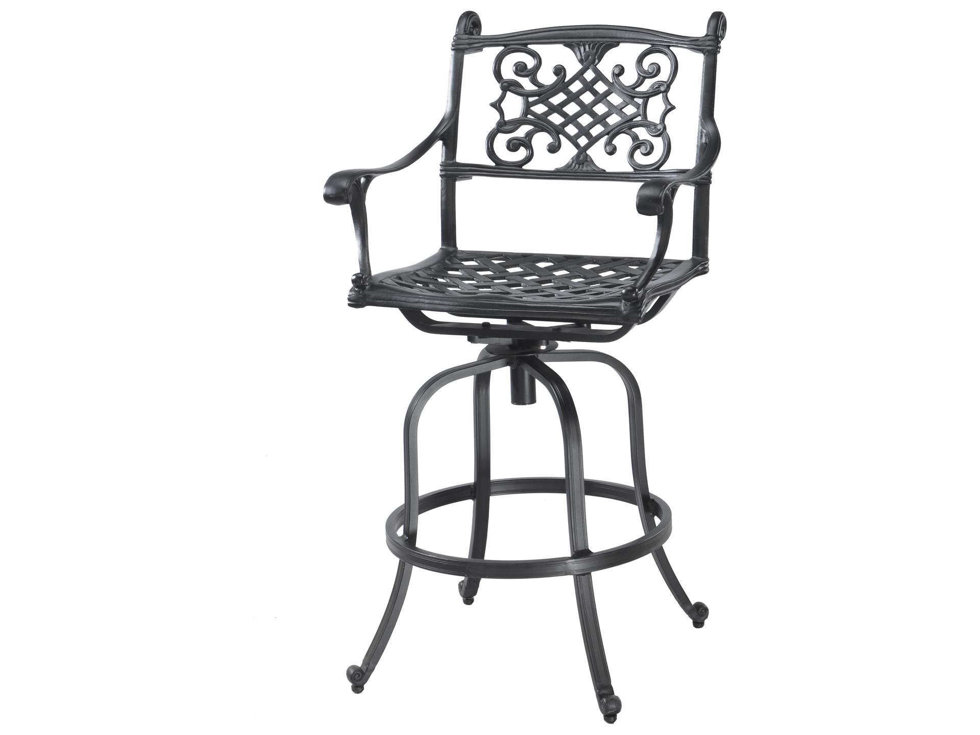 Michigan Cast Aluminum Swivel Bar Stool in Black