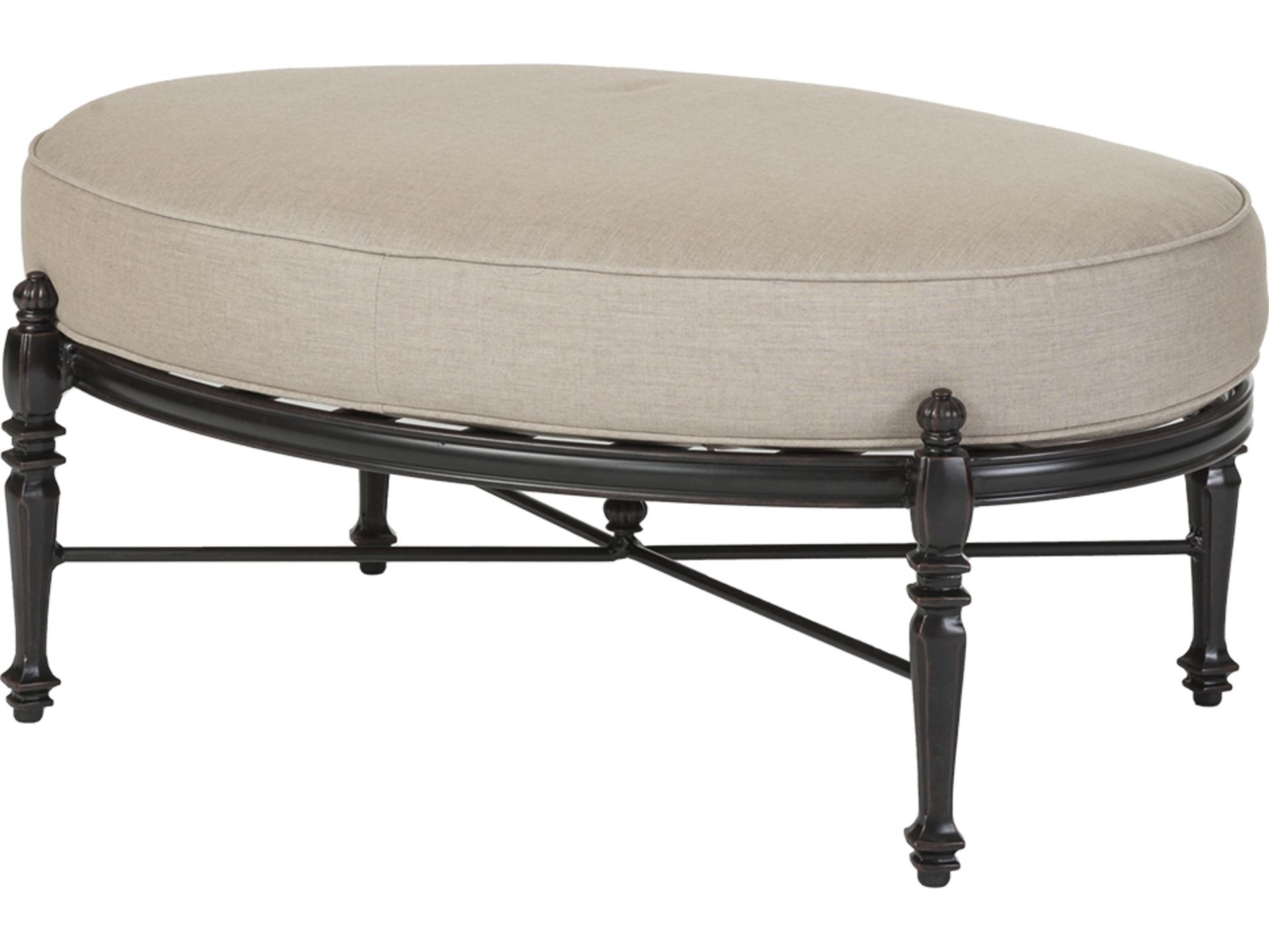 Grand Terrace Cast Aluminum Oval Outdoor Ottoman in Desert Bronze