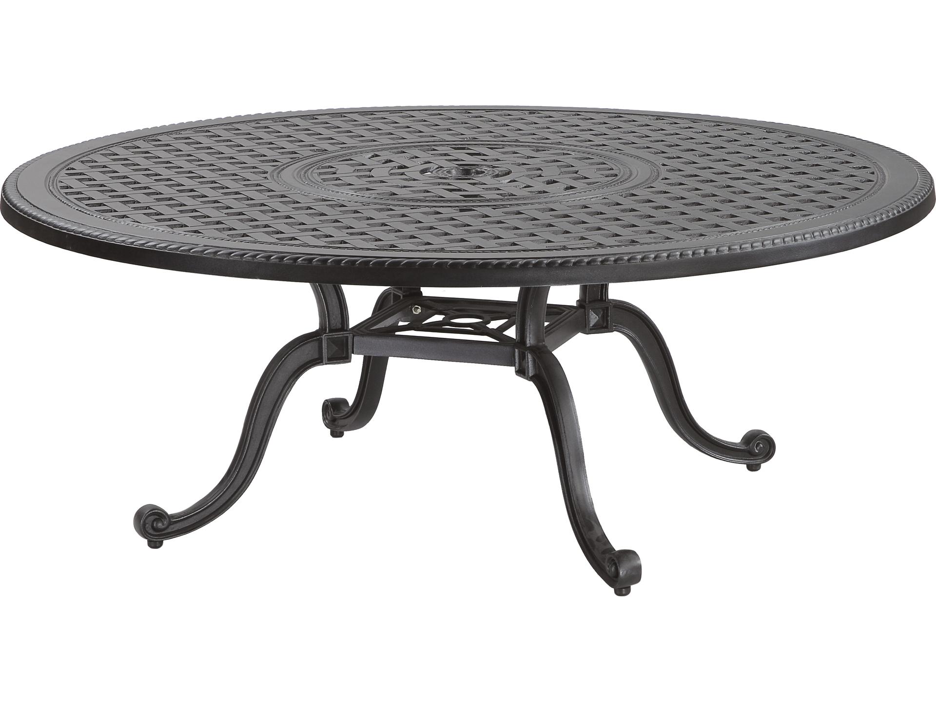 Grand Terrace 42-Inch Round Outdoor Chat Table Cast Aluminum Desert Bronze