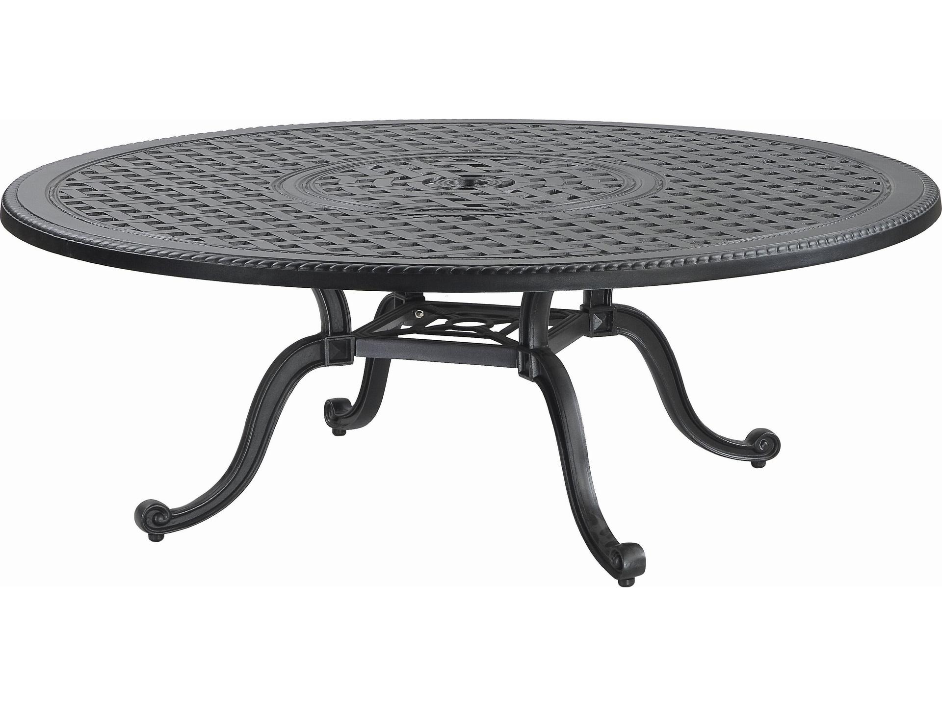 Grand Terrace 48-Inch Round Cast Aluminum Outdoor Chat Table with Umbrella Hole