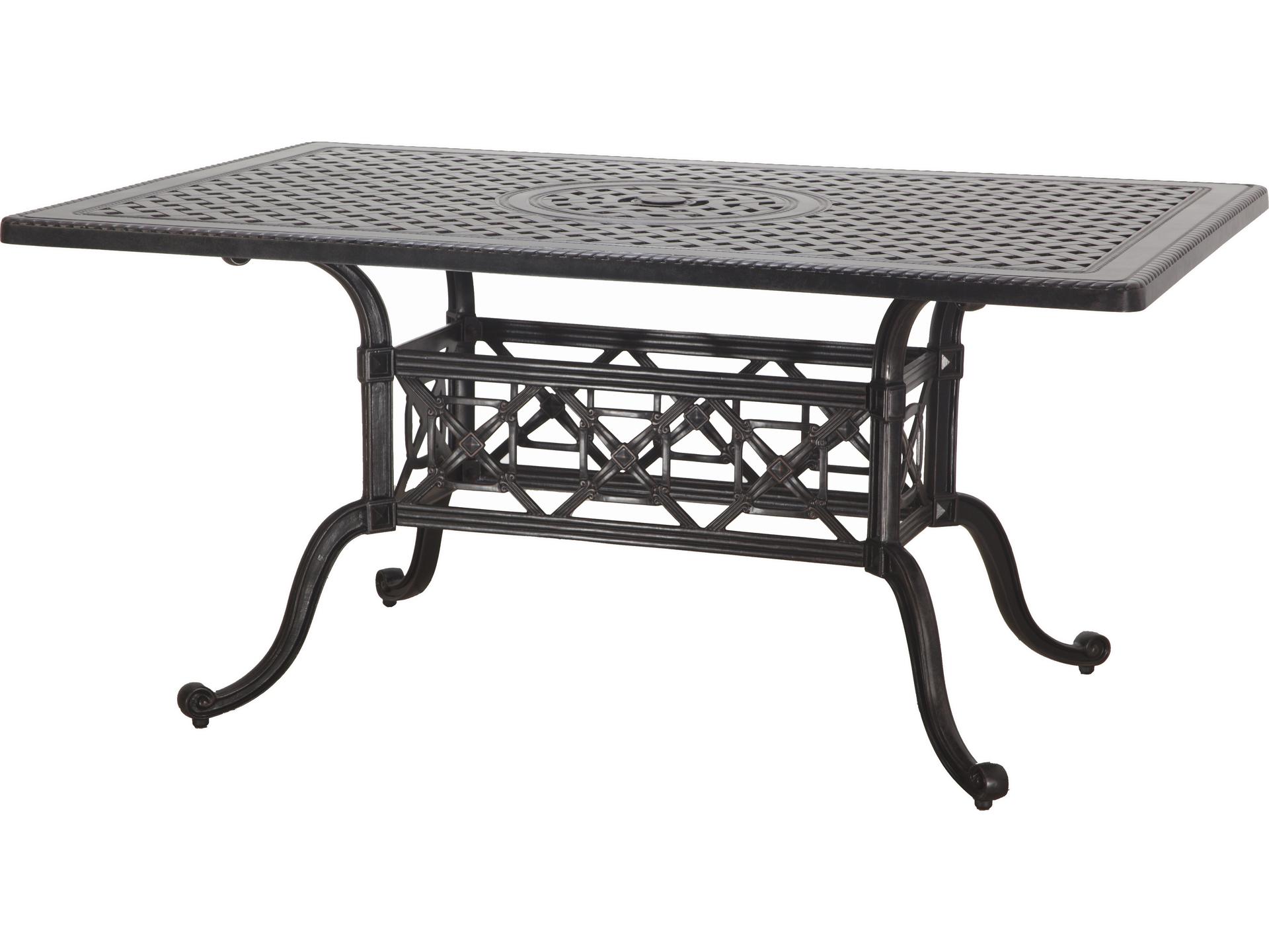 Grand Terrace Rectangular 63 Inch Cast Aluminum Counter Height Dining Table with Umbrella Hole