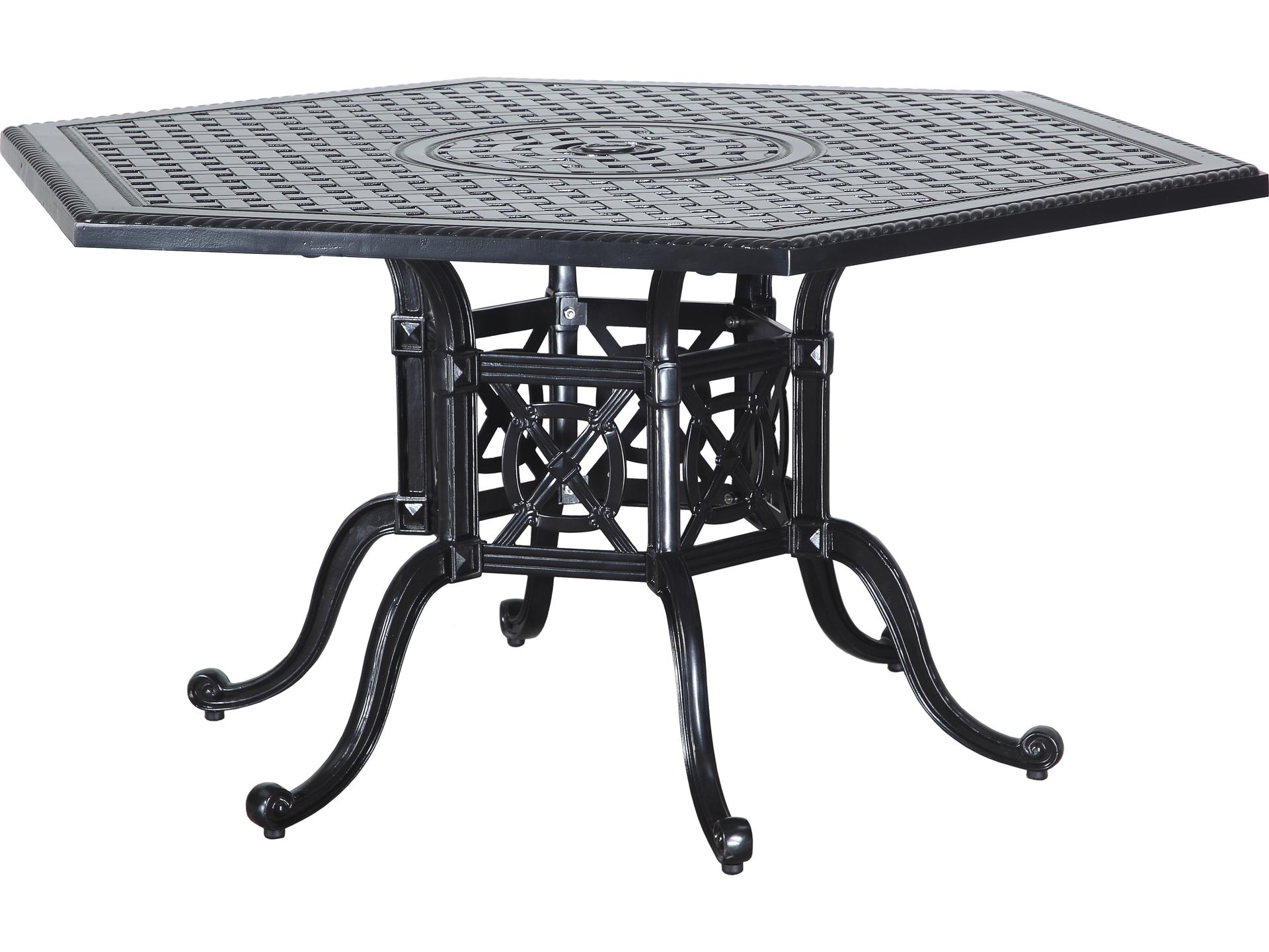 Grand Terrace 62-Inch Hexagon Outdoor Dining Table in Cast Aluminum