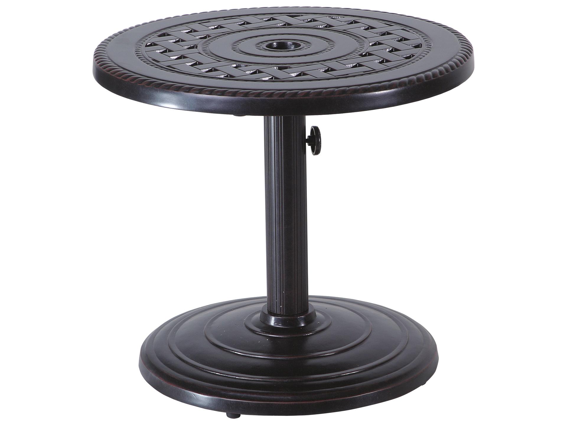 Grand Terrace 24-Inch Round Cast Aluminum Umbrella Outdoor Patio End Table in Desert Bronze