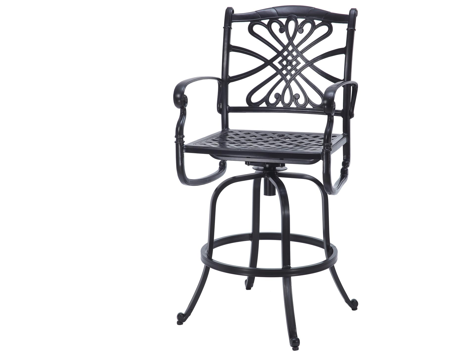 Bella Vista Cast Aluminum Swivel Outdoor Patio Bar Stool in Midnight Gold