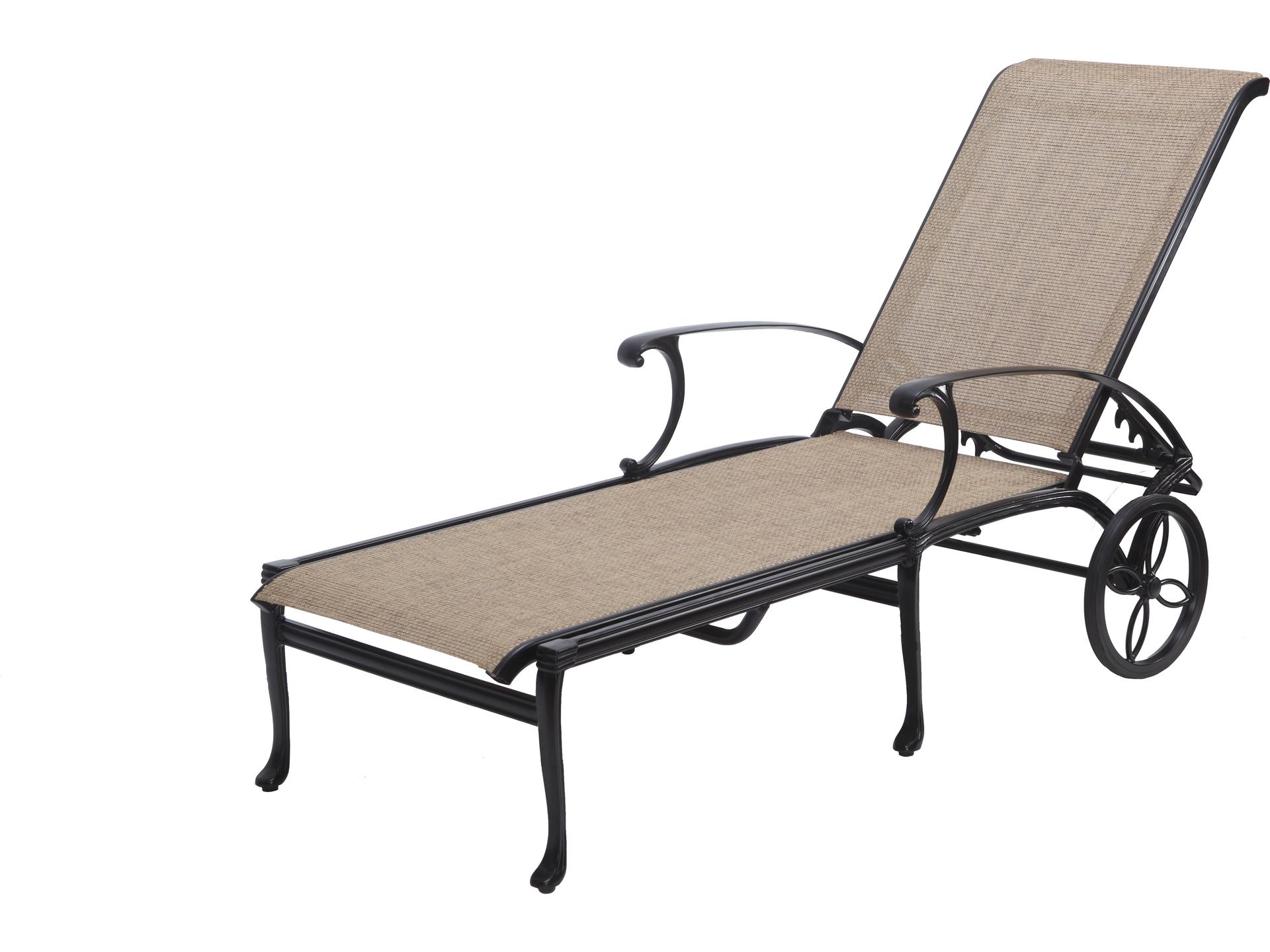 Michigan Sling Cast Aluminum Outdoor Chaise Lounge Black Frame