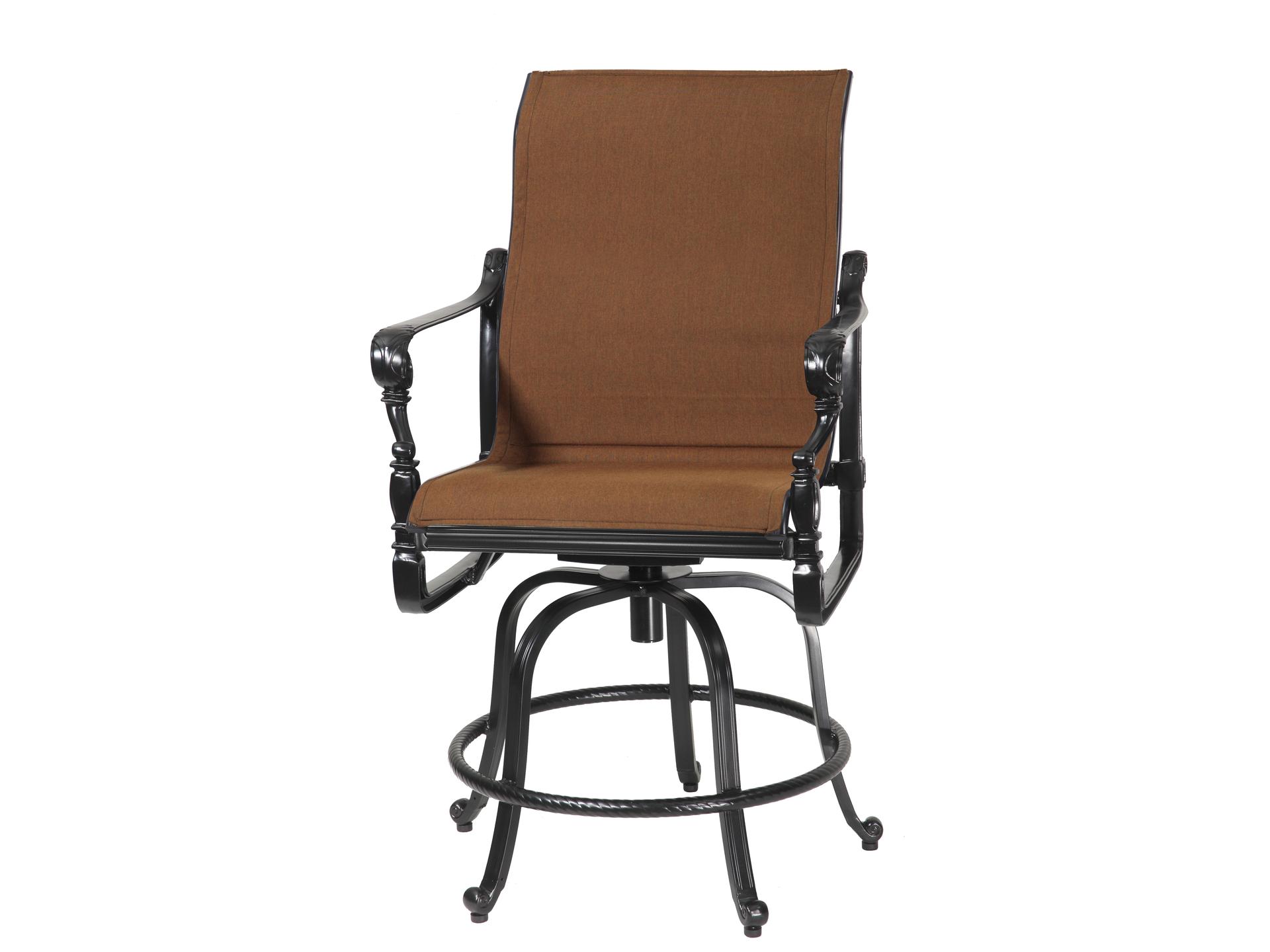 Grand Terrace Padded Sling Swivel Rocking Balcony Height Armchair