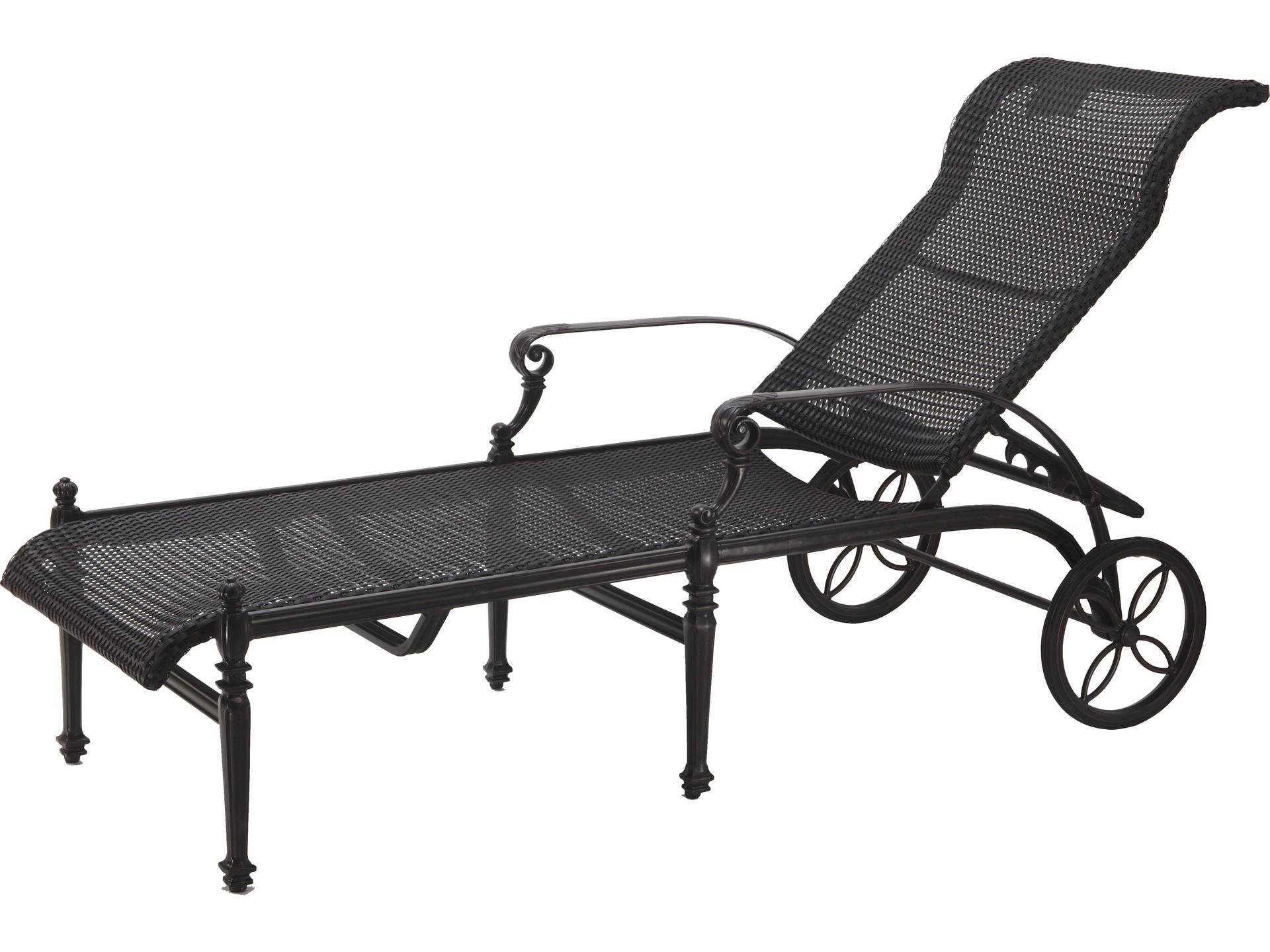Grand Terrace Outdoor Woven Aluminum Chaise Lounge in Vintage Finish