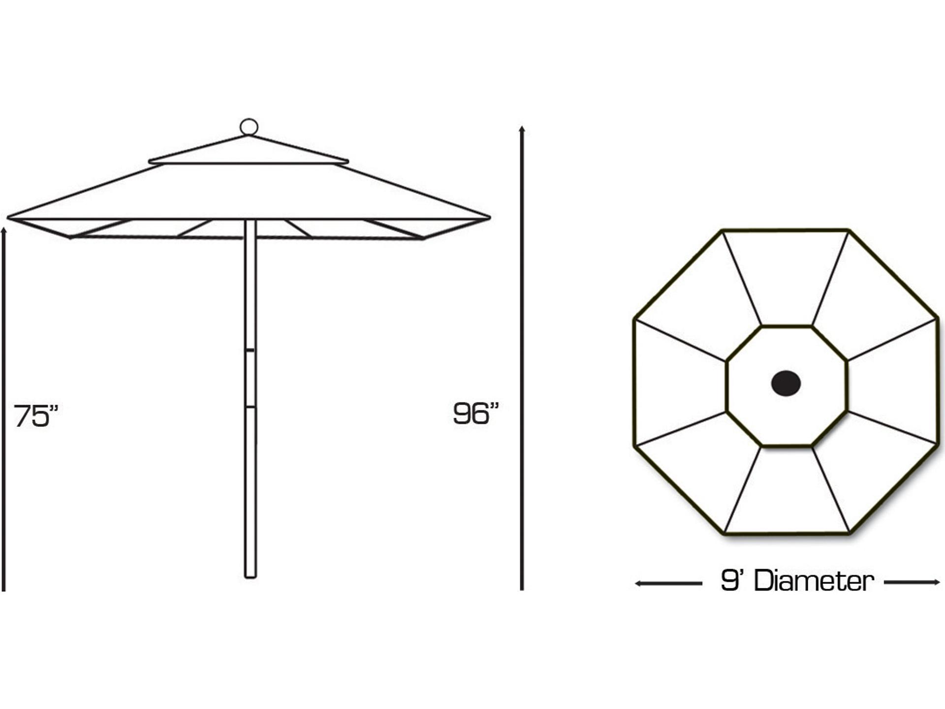 Galtech Quick Ship Wood 9 Foot Octagon Double Pulley Lift Outdoor Umbrella
