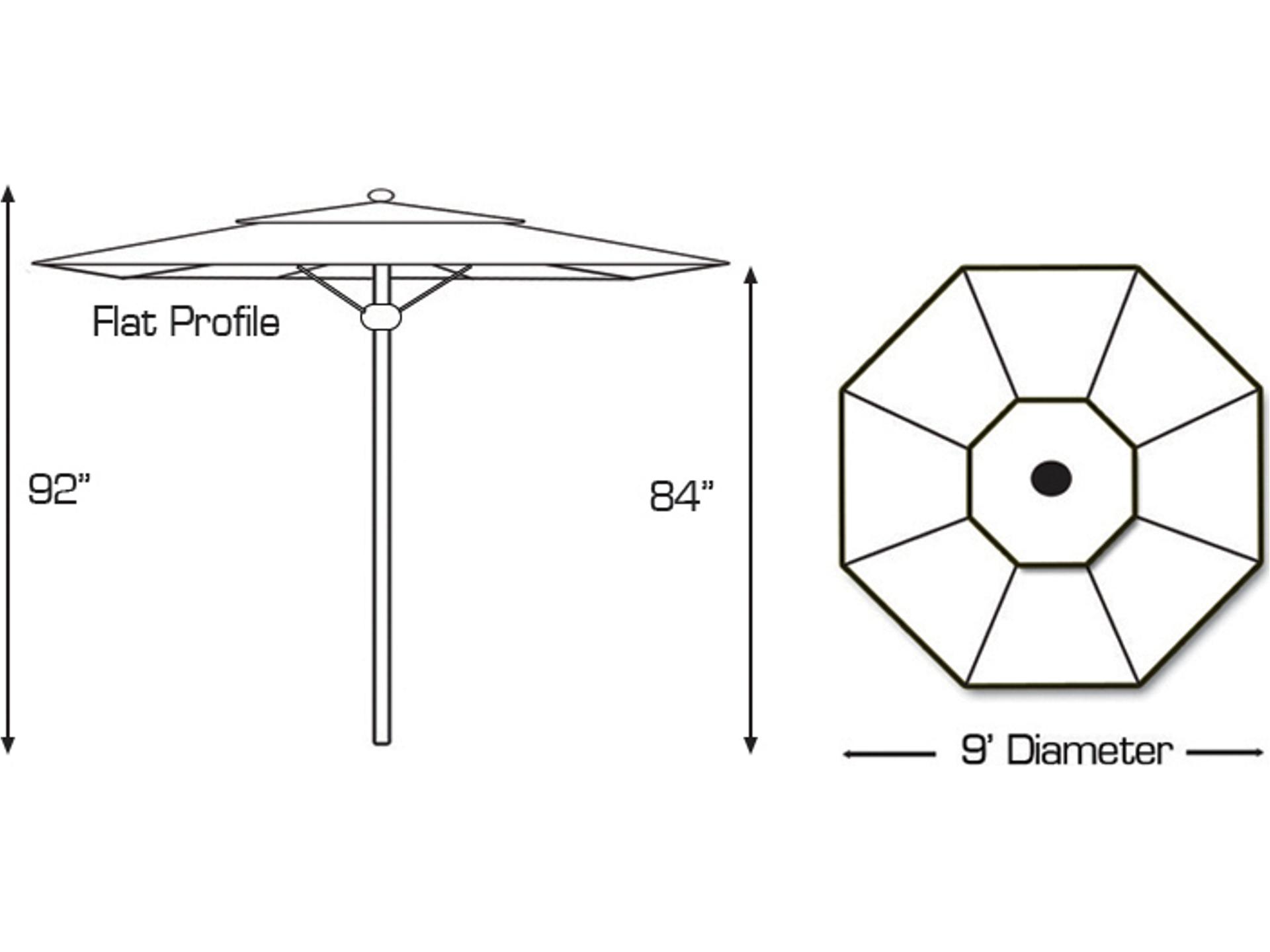 Galtech Quick Ship Commercial Aluminum 9 Foot Octagon Push Up Lift Outdoor Umbrella