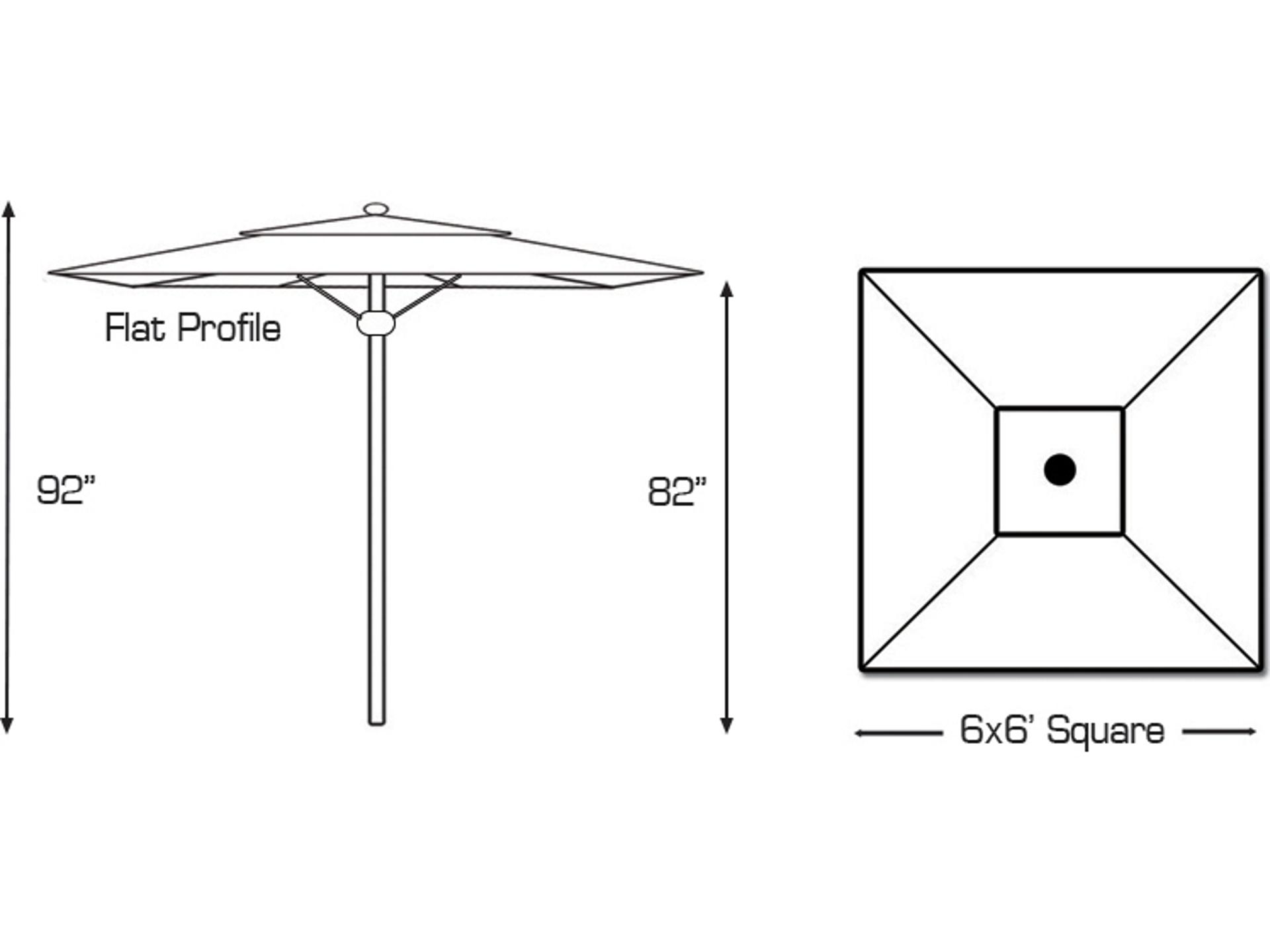 Galtech Quick Ship Commercial Aluminum 6 Foot Square Push Up Lift Outdoor Patio Umbrella