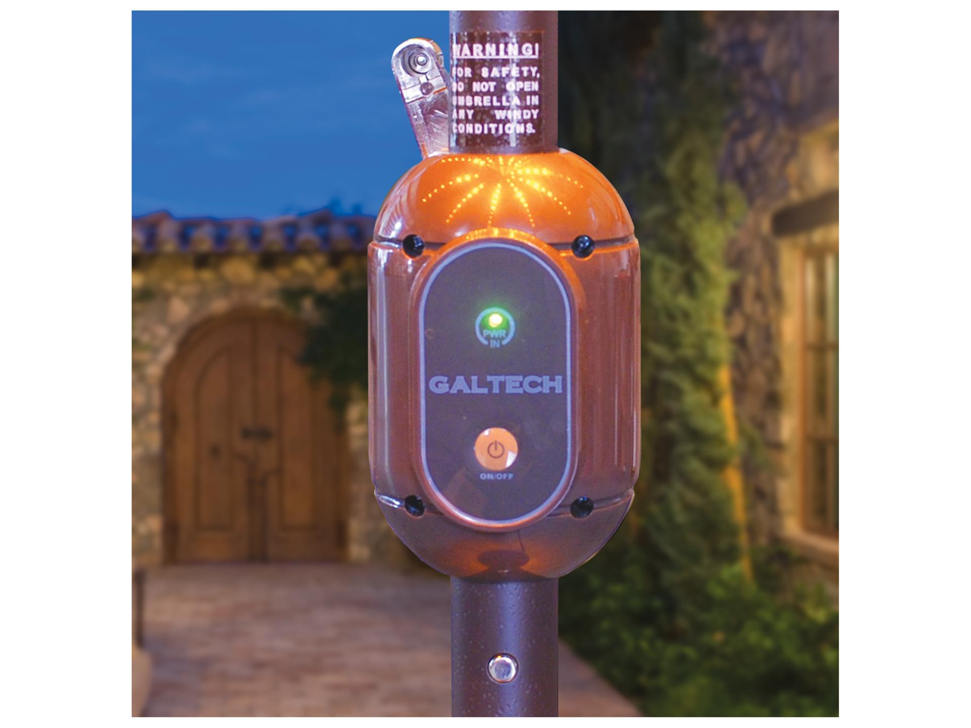 Galtech Quick Ship Aluminum 9 Foot Octagon Auto Tilt Crank Lift Outdoor Patio Umbrella with LED Lights