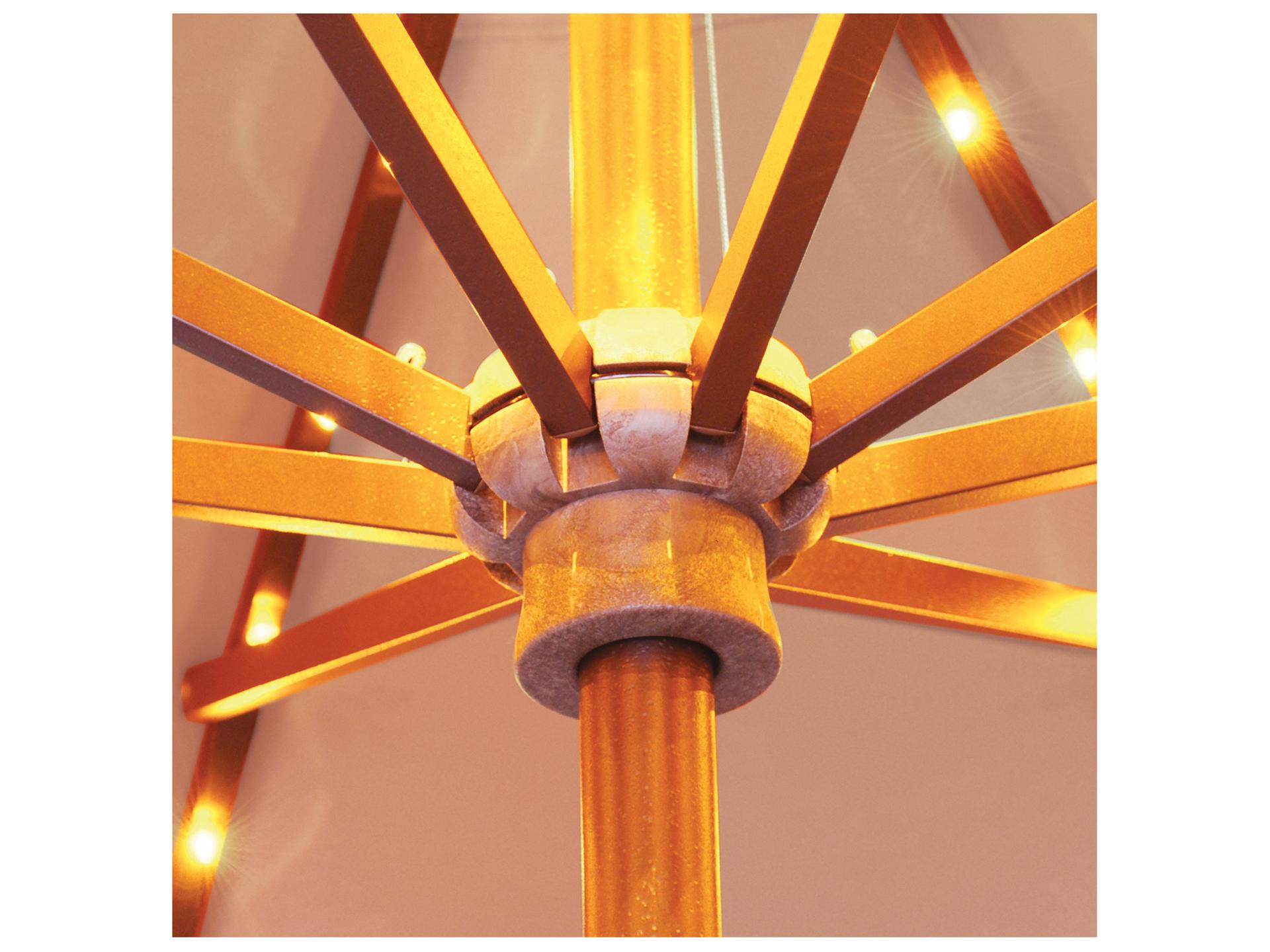 Galtech Quick Ship Aluminum 9 Foot Octagon Auto Tilt Crank Lift Outdoor Patio Umbrella with LED Lights