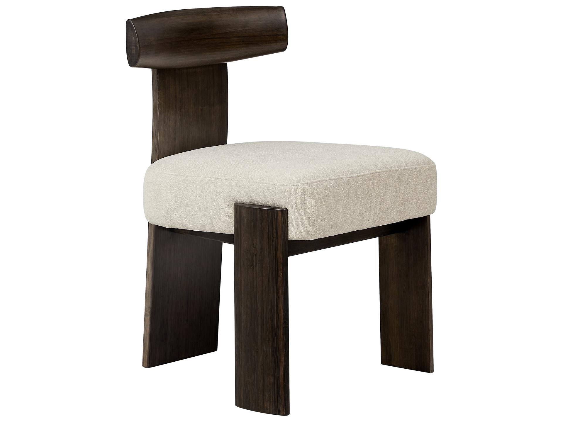 Aria Bamboo Wood Black Upholstered Armless Dining Chair Set of 2