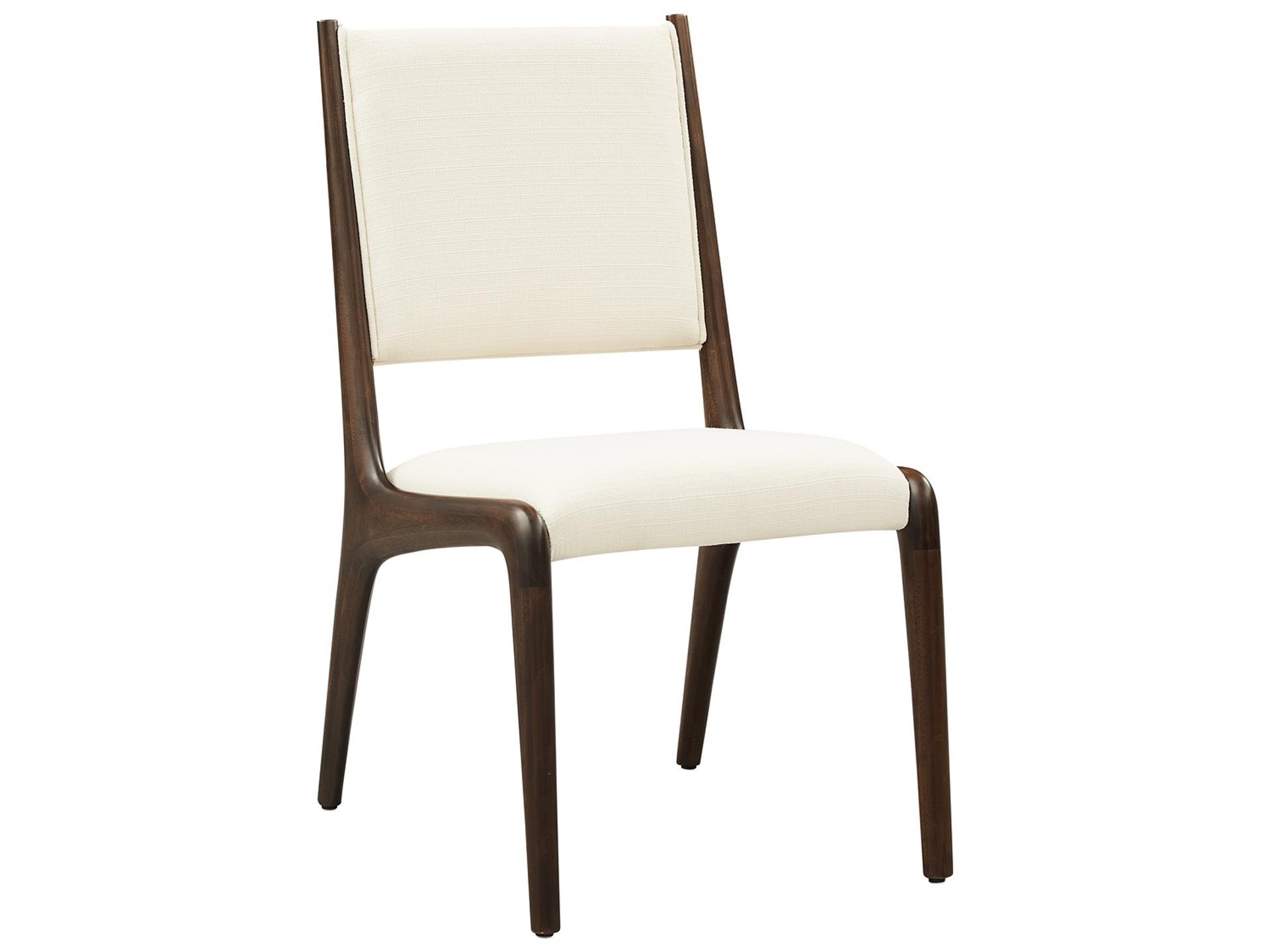 Dining Bamboo Wood Black Upholstered Armless Chair Set of 2
