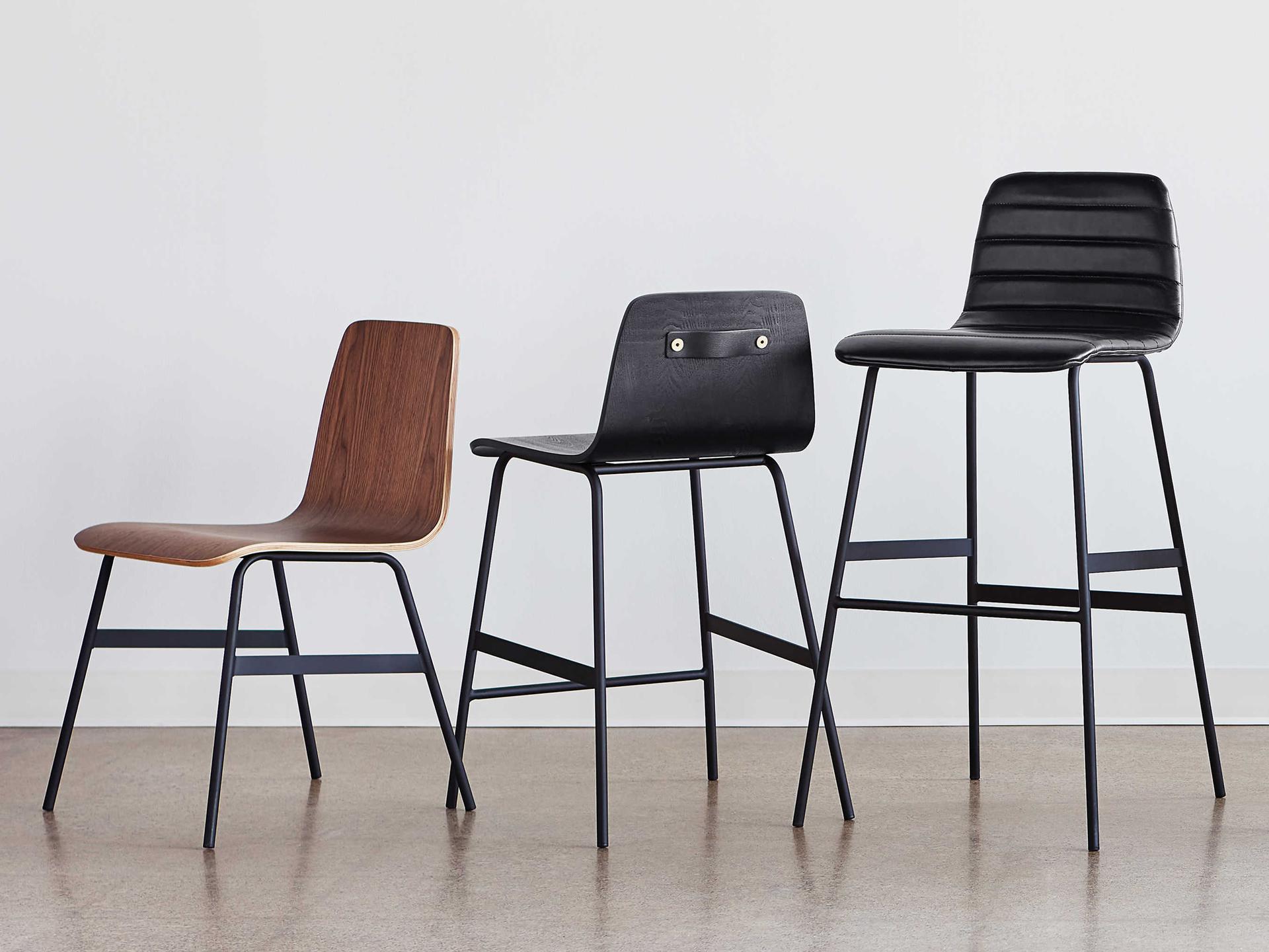 Gus* Modern Lecture Leather Saddle Black Bar Stool