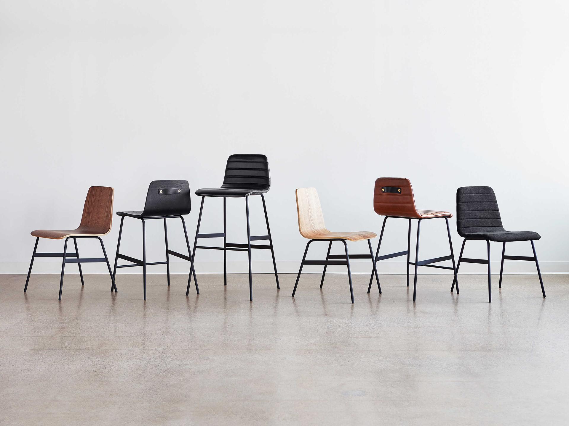 Gus* Modern Lecture Leather Saddle Black Bar Stool