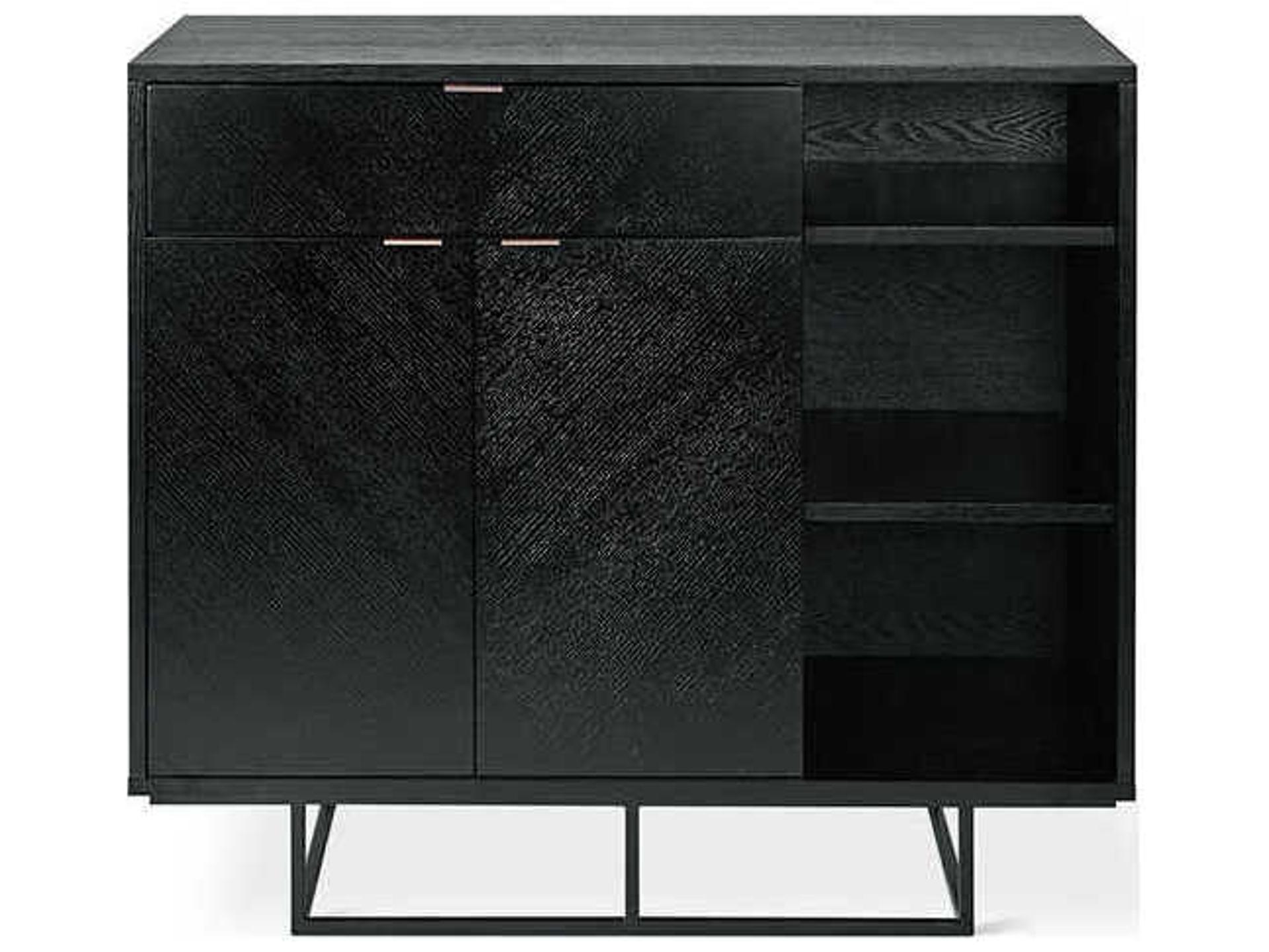 Myles 42" Oak Wood Black Sideboard