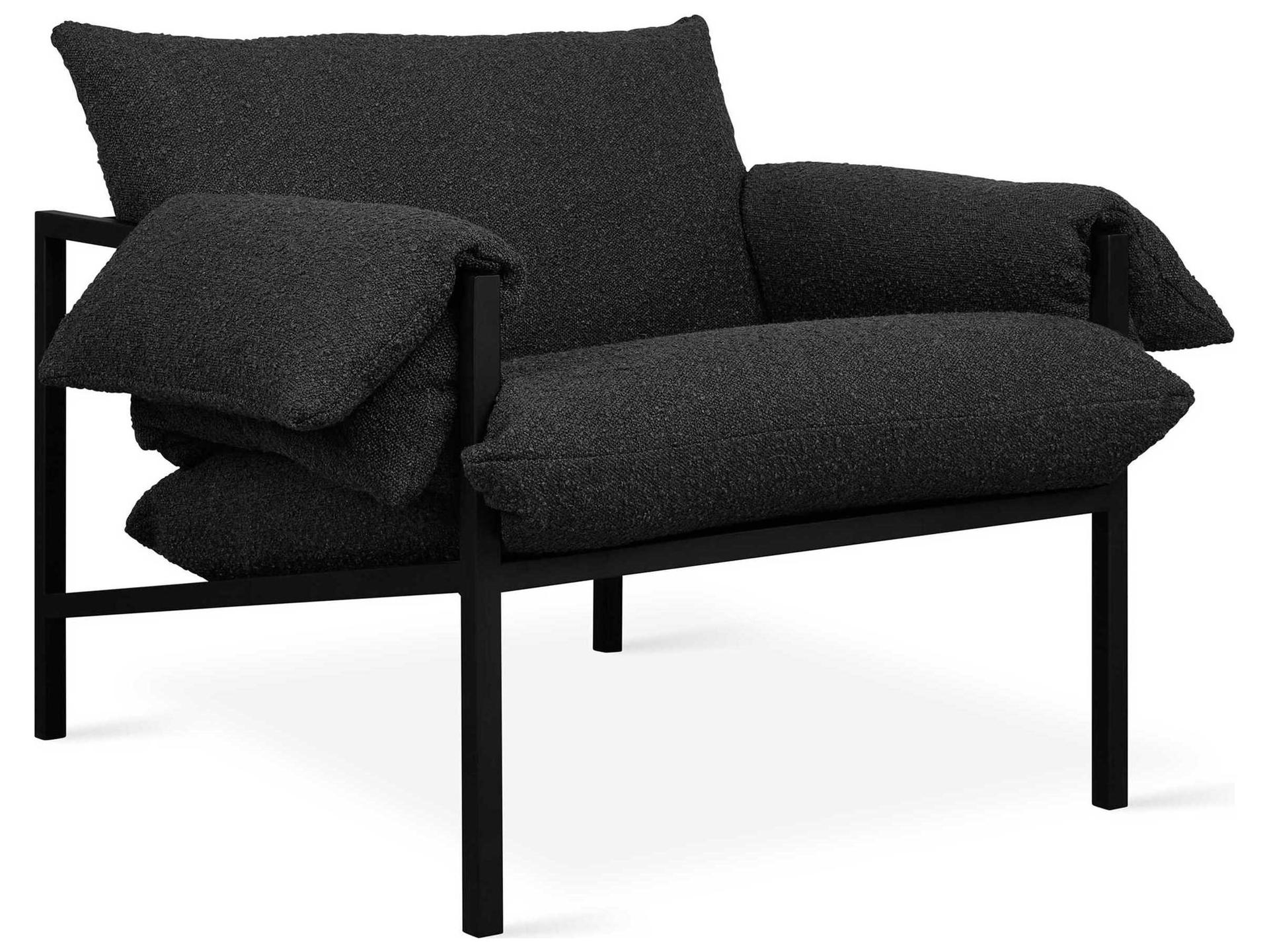 Fulton Lounge Chair Node Nocturne Fabric Black Steel Frame