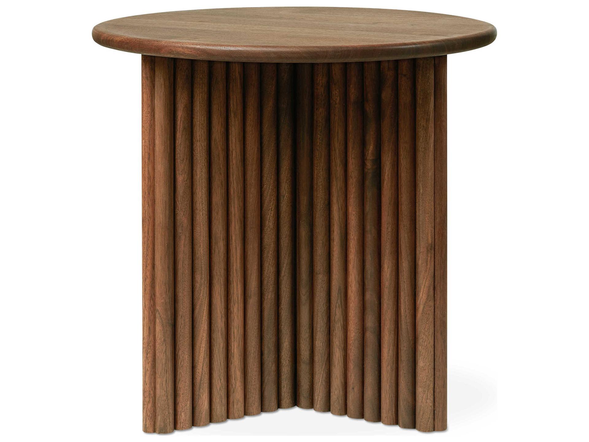 Gus* Modern Odeon Round Wood Walnut End Table