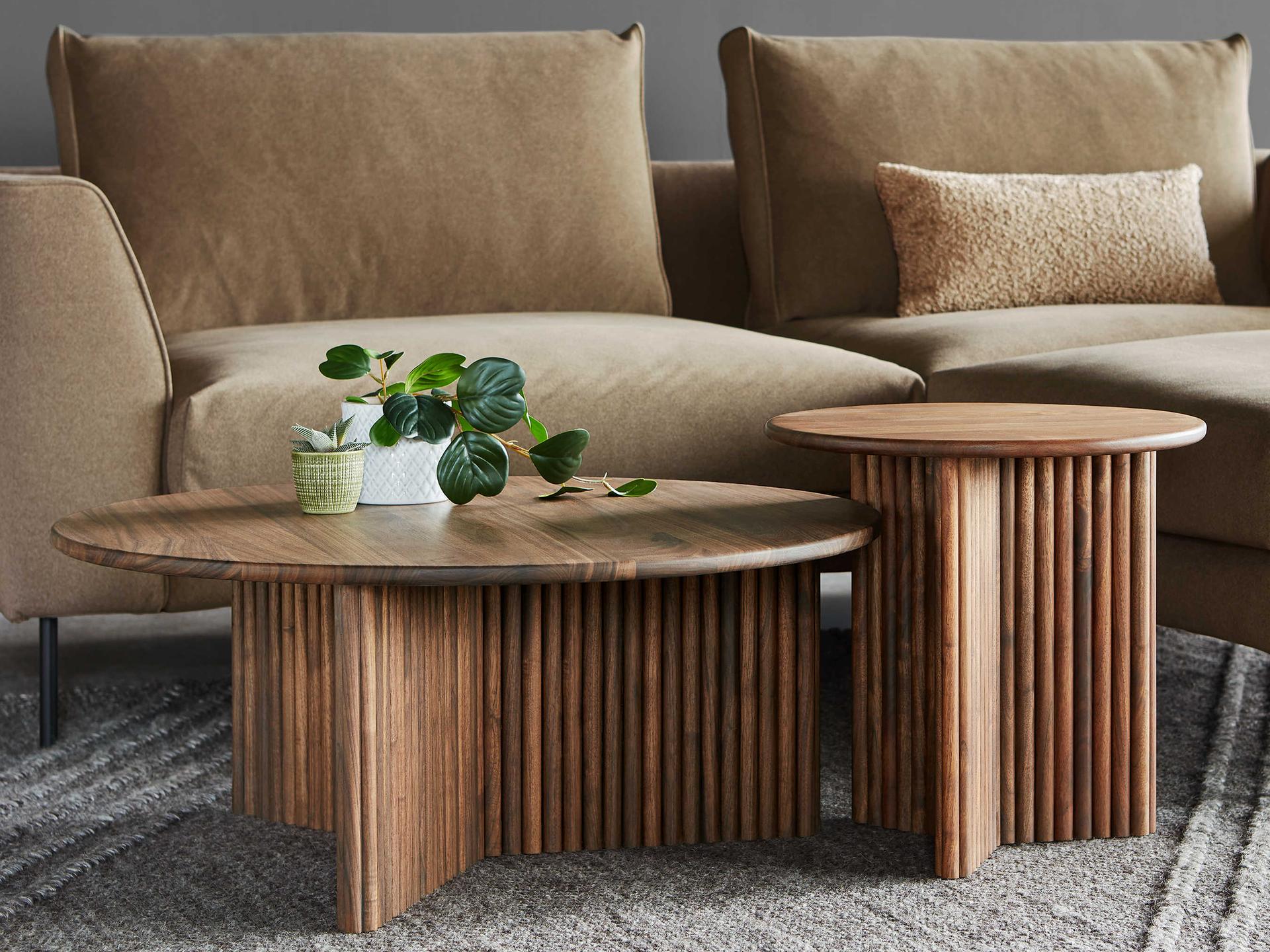 Gus* Modern Odeon Round Wood Walnut End Table