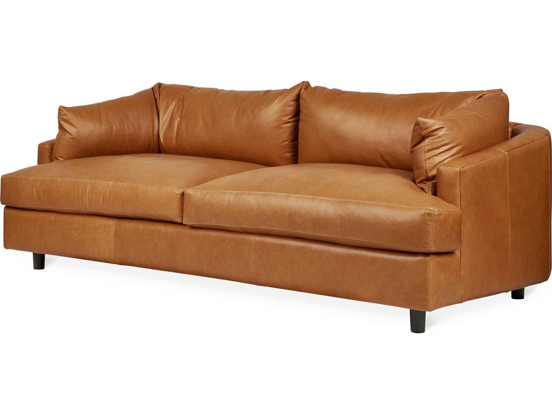Thalia 3-Seat Aniline Leather Sofa in Tucson Sienna Brown