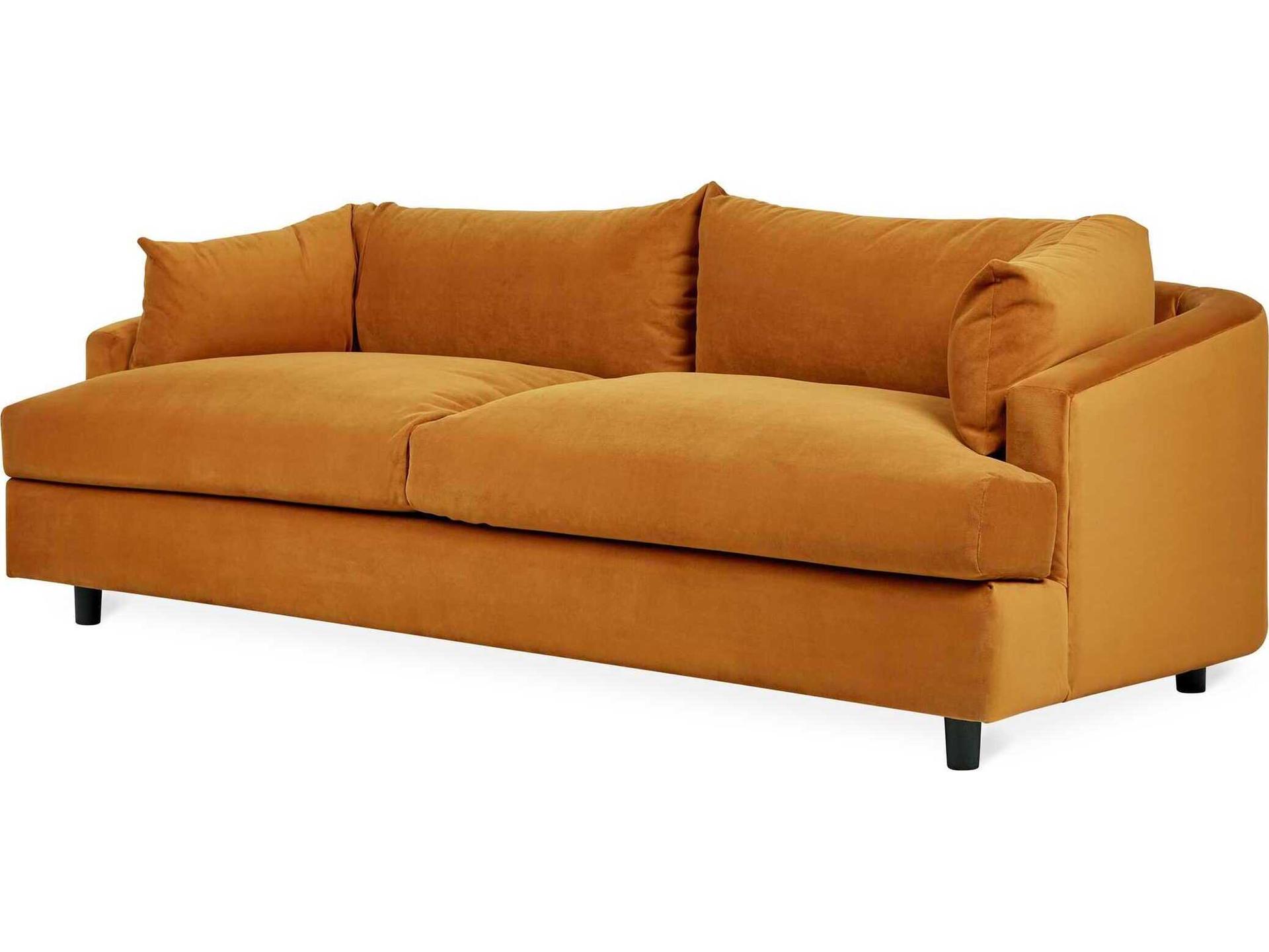 Gus Modern Thalia 3-Seat Velvet Sofa in Russet