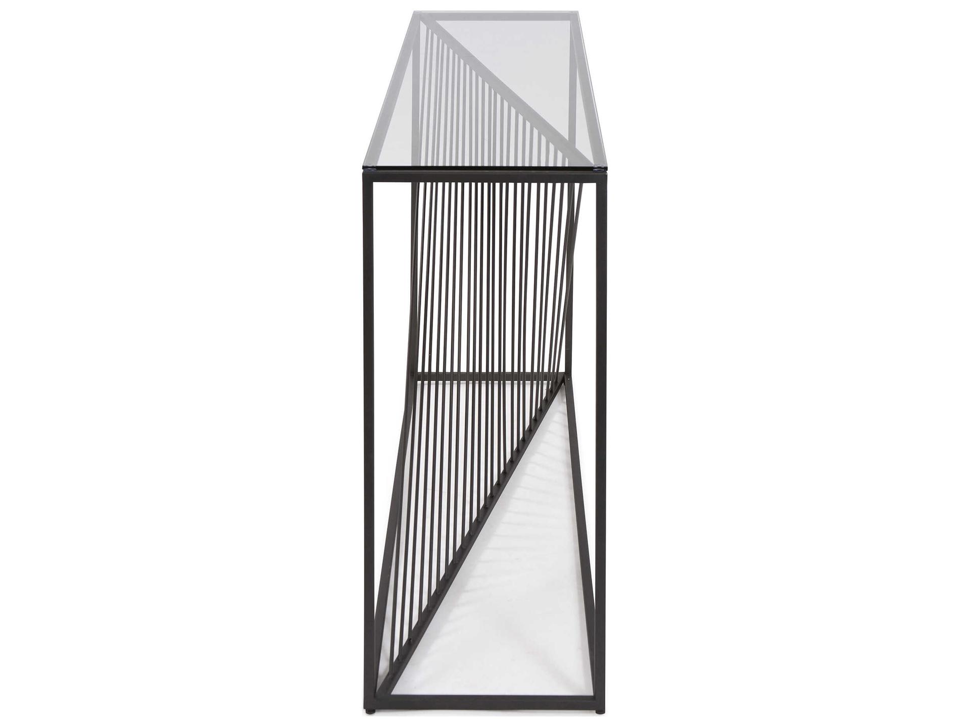 Howard Elliott Optical Twist Rectangular Glass Graphite Console Table