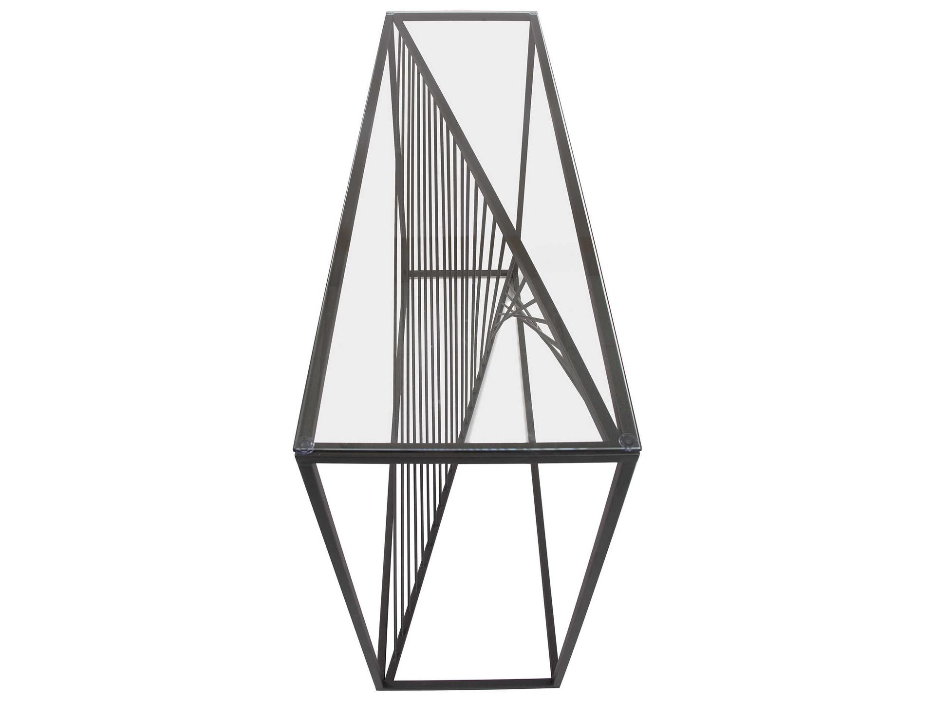 Howard Elliott Optical Twist Rectangular Glass Graphite Console Table